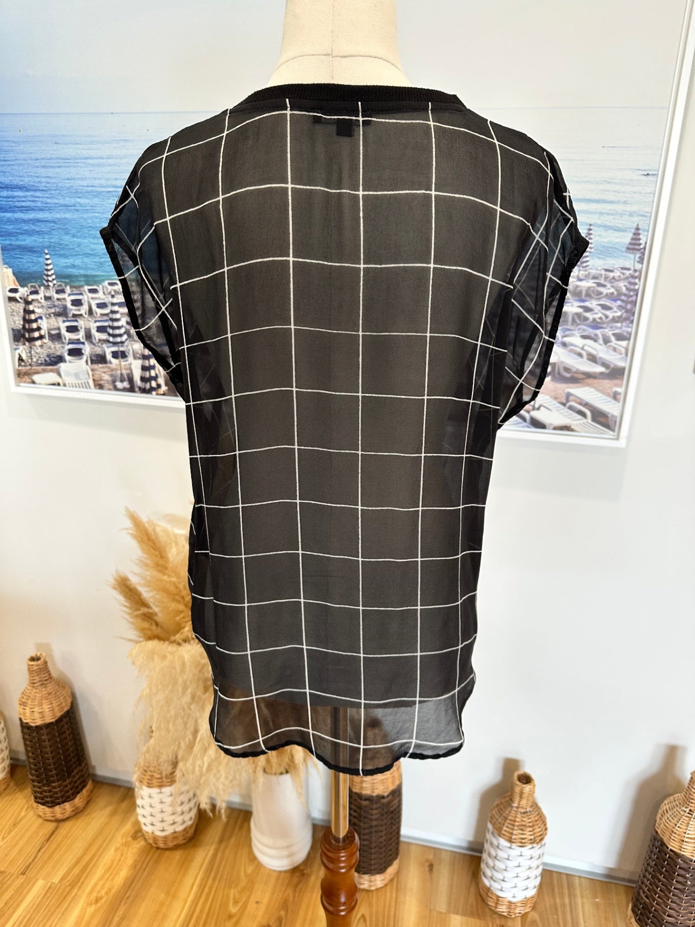 Storm - 100% Silk Blouse - Size 8 - Black