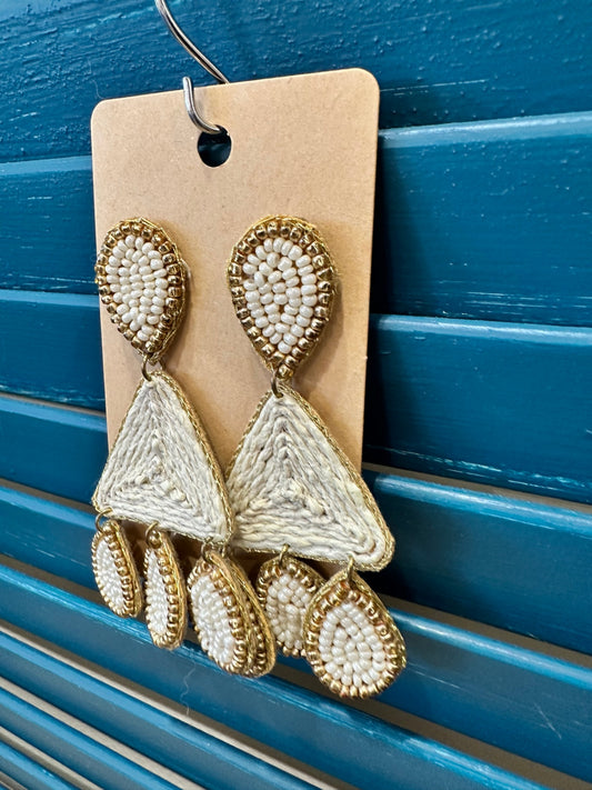 Bohemian Earrings - Gold and White