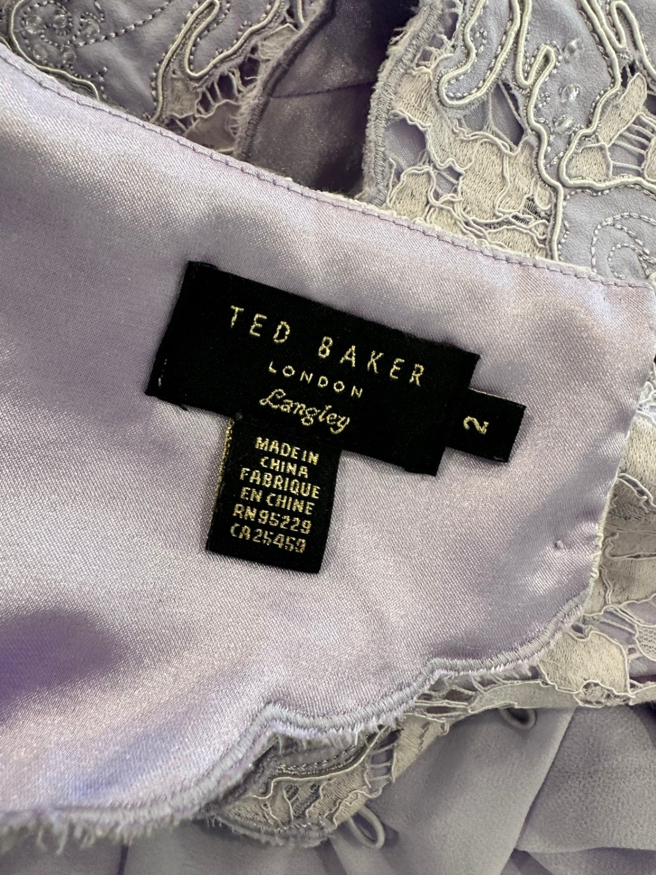 Ted Baker London - Dress w Embroidery and Diamantes - Size Small (US 2) - Purple