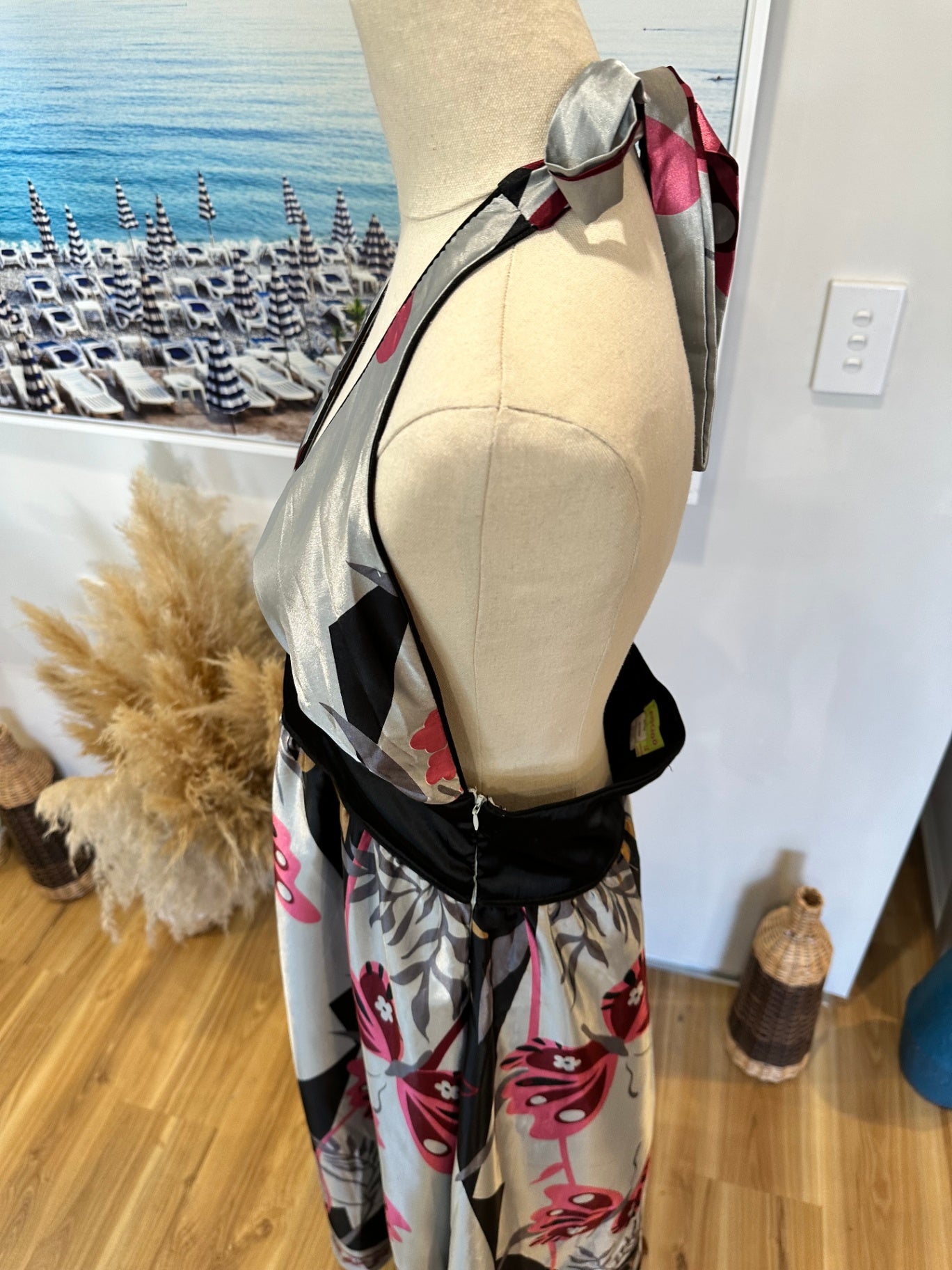 Avocado - Halterneck Dress - Size 14 - Grey, Pink, Black