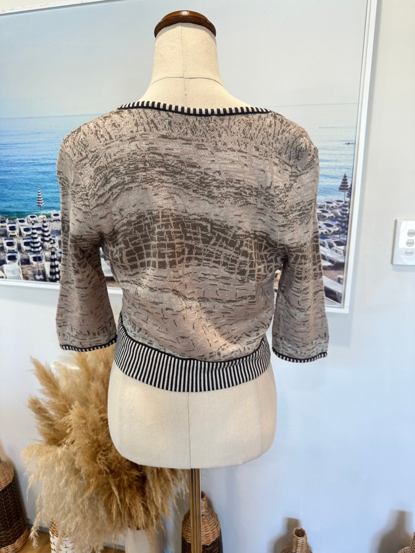 Sabatini Cropped Cardigan - Medium - Beige and black