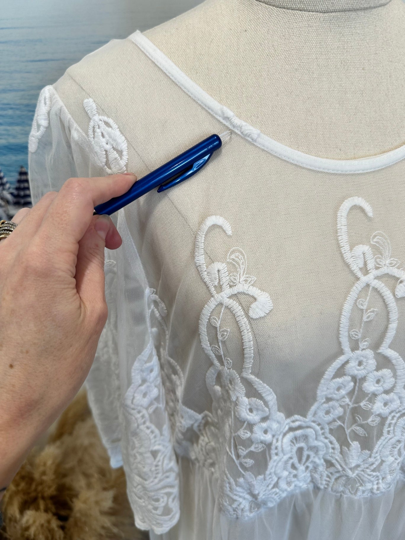 Bohemian Lace Dress - Size Medium - White