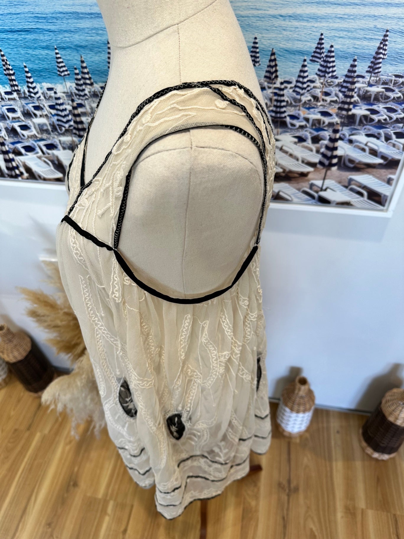 Portmans - Lace Dress - Size 10 - Beige + Black