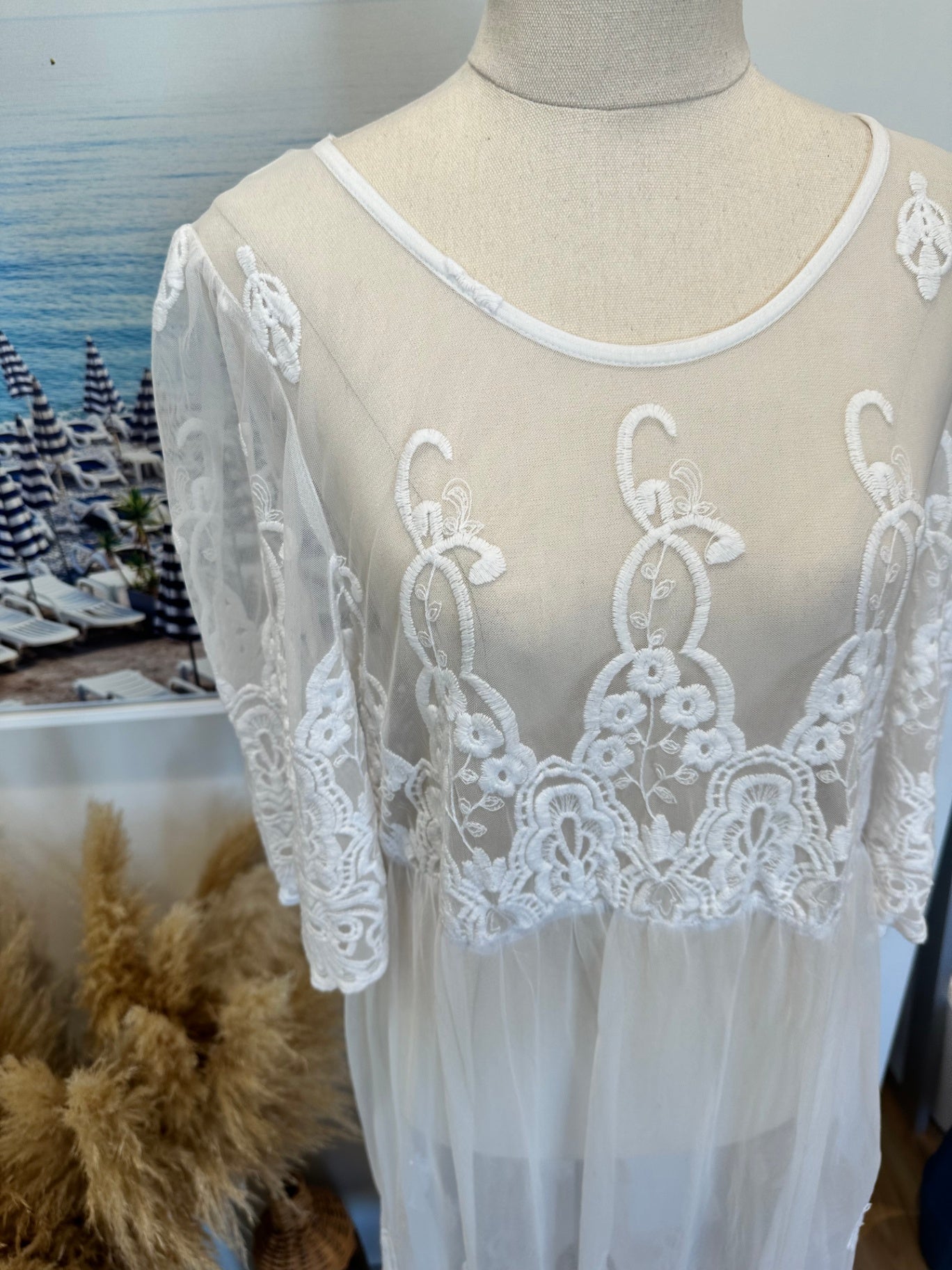 Bohemian Lace Dress - Size Medium - White