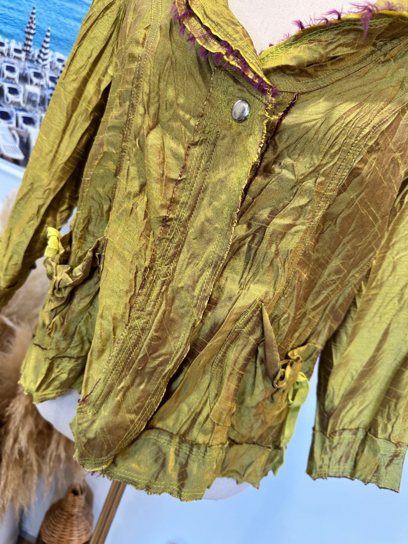 Leaf Jacket - Size 14 - Chartreuse w Purple Accents
