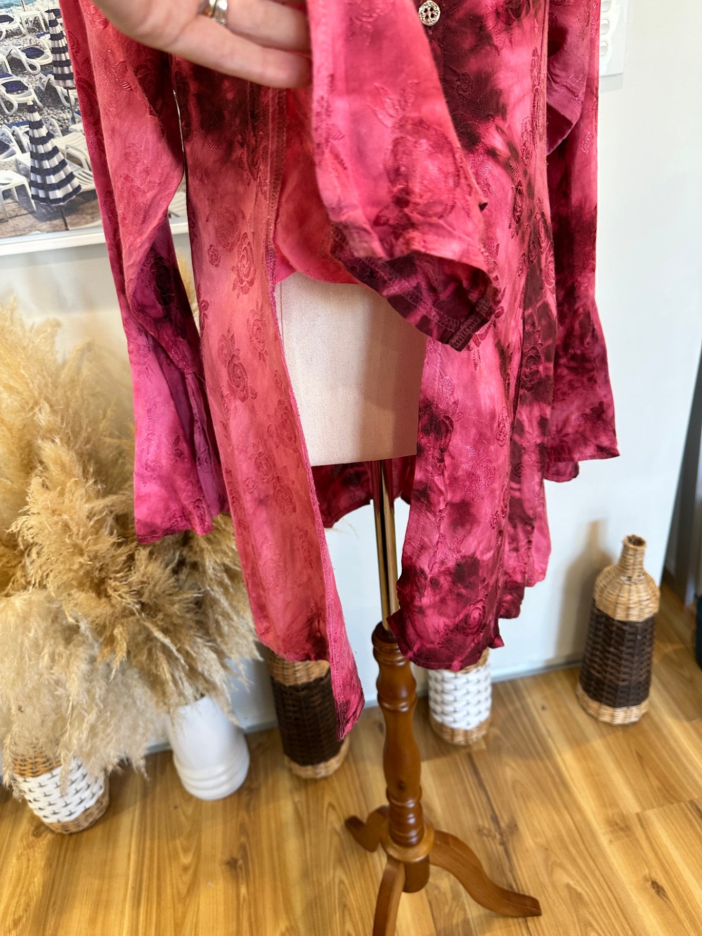 Pink with Tie-Dye Bohemian Blouse - Size Medium