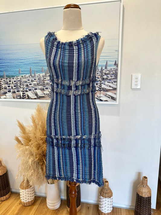 Aliza by Sabatini - Bohemian Dress - Size 10 - Blue Stripes