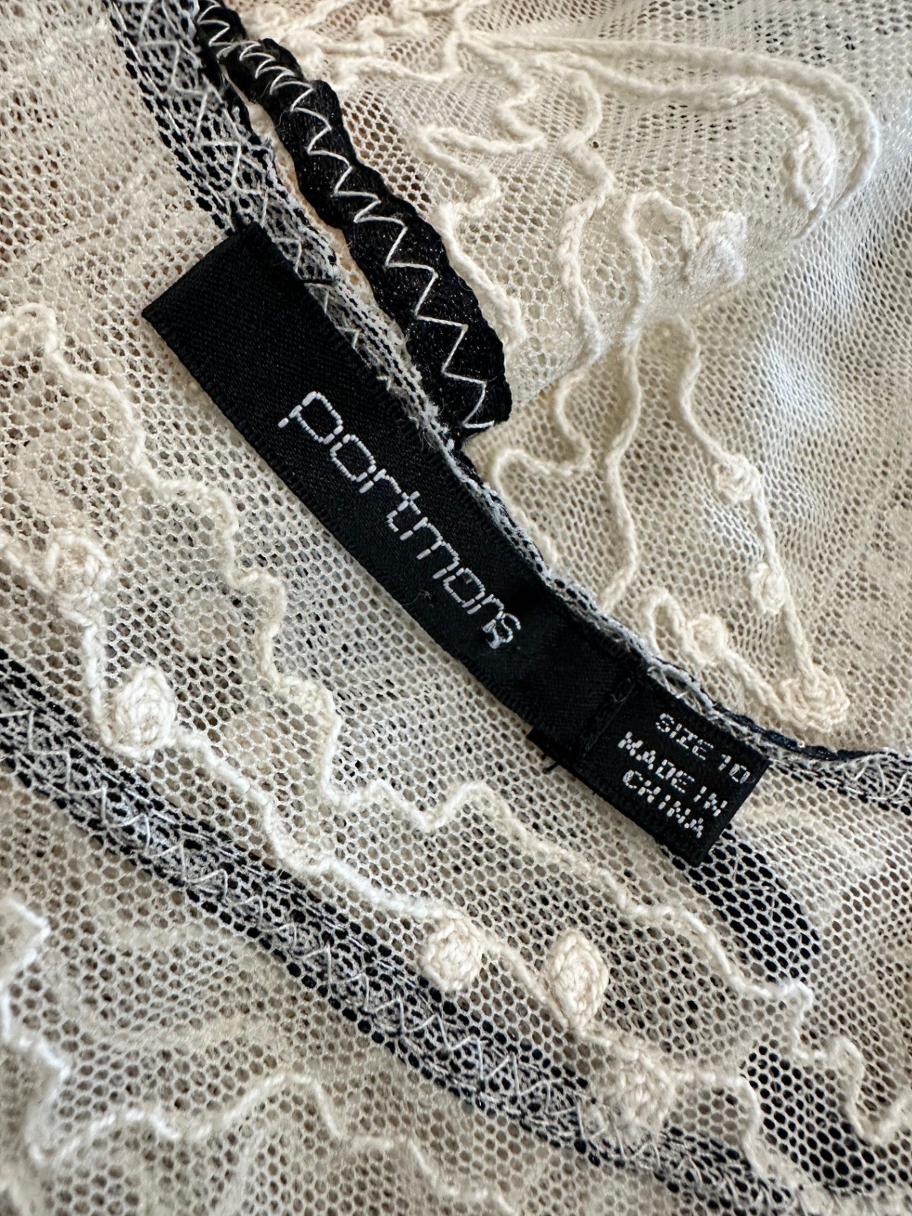 Portmans - Lace Dress - Size 10 - Beige + Black