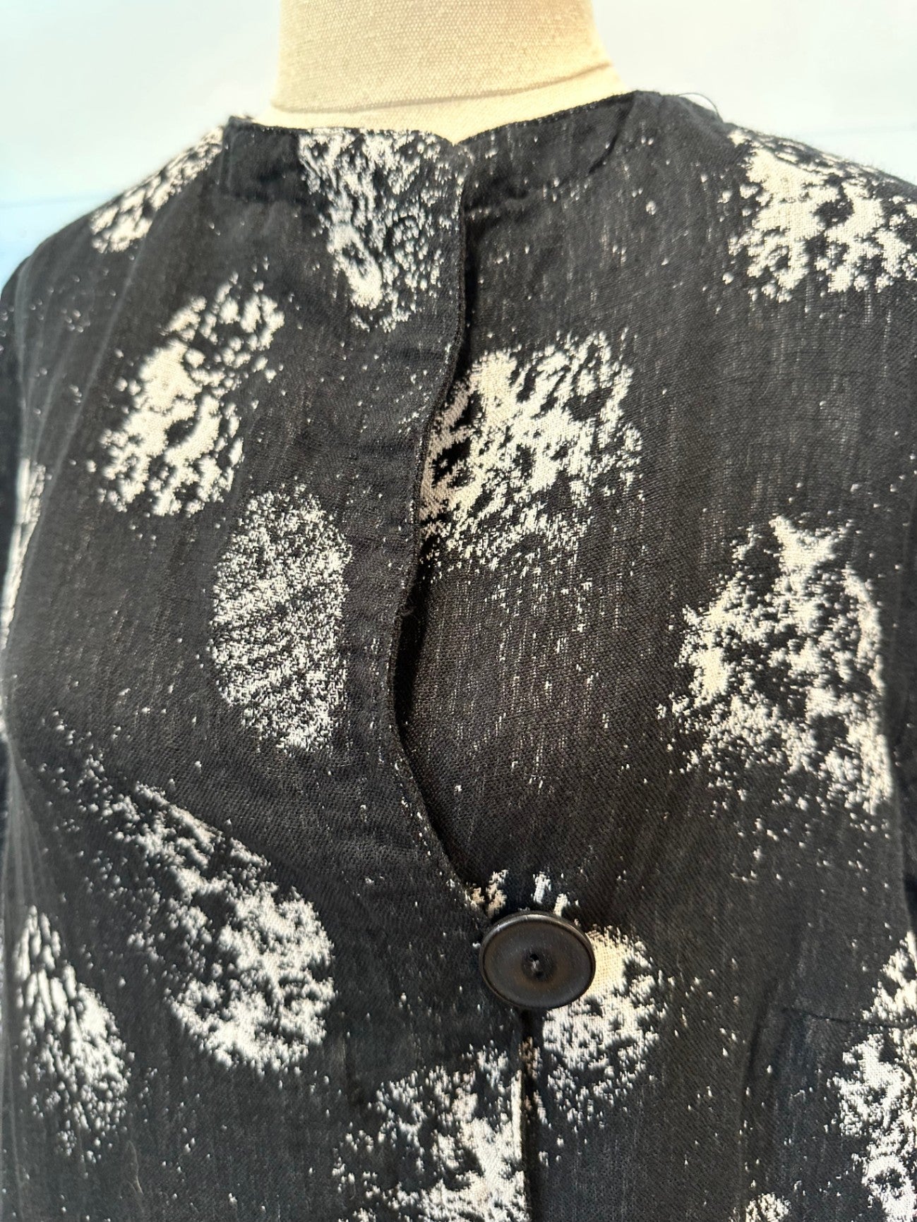 Q | Neel - Flax + Cotton Jacket - Size 14 - Black / Grey