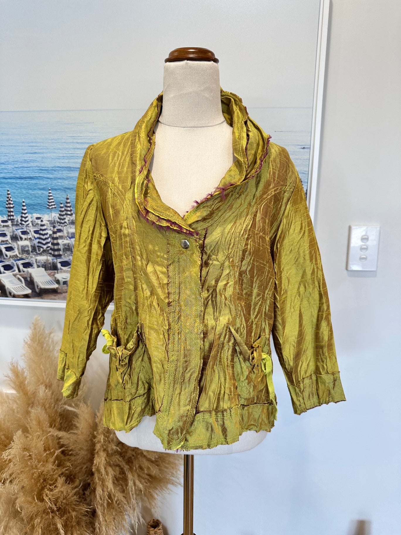 Leaf Jacket - Size 14 - Chartreuse w Purple Accents