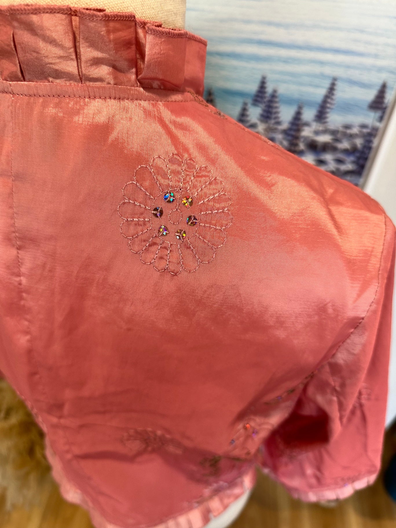 Merric - Cropped Satin Jacket - Size 14 - Blush Pink