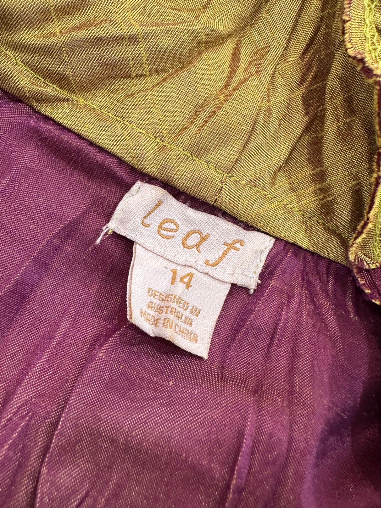 Leaf Jacket - Size 14 - Chartreuse w Purple Accents