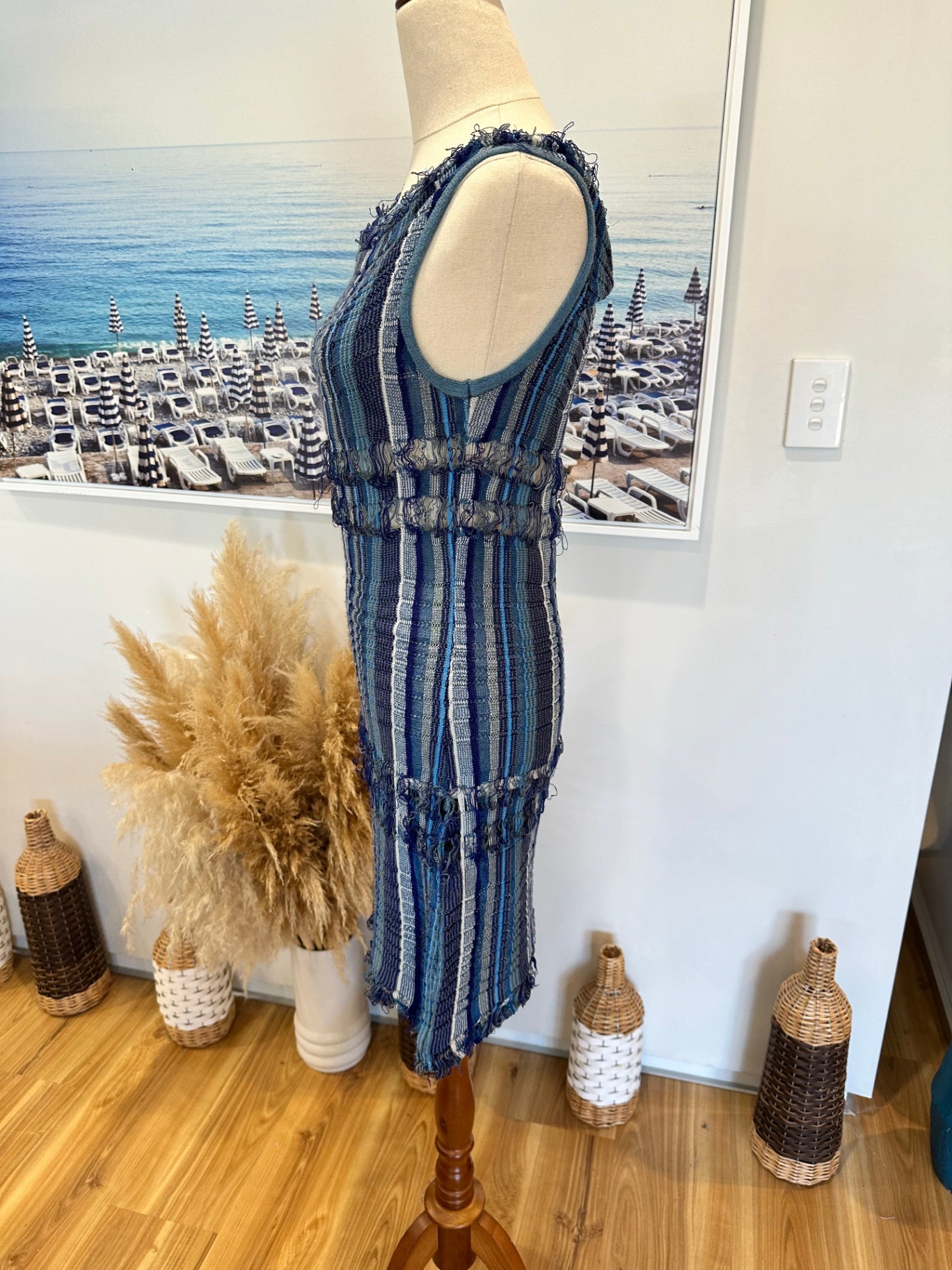 Aliza by Sabatini - Bohemian Dress - Size 10 - Blue Stripes