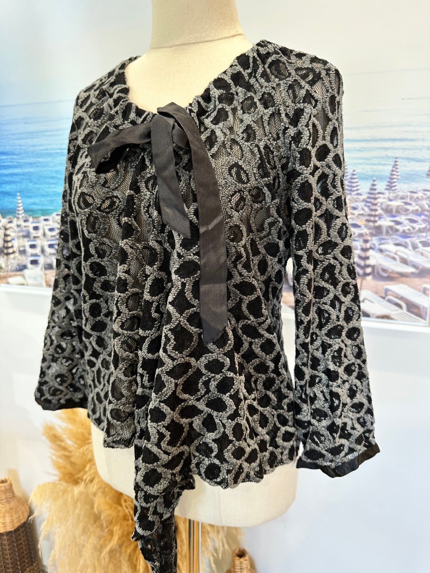 Pierre Cardin - Paris Blouse - Small / Medium - Black and grey