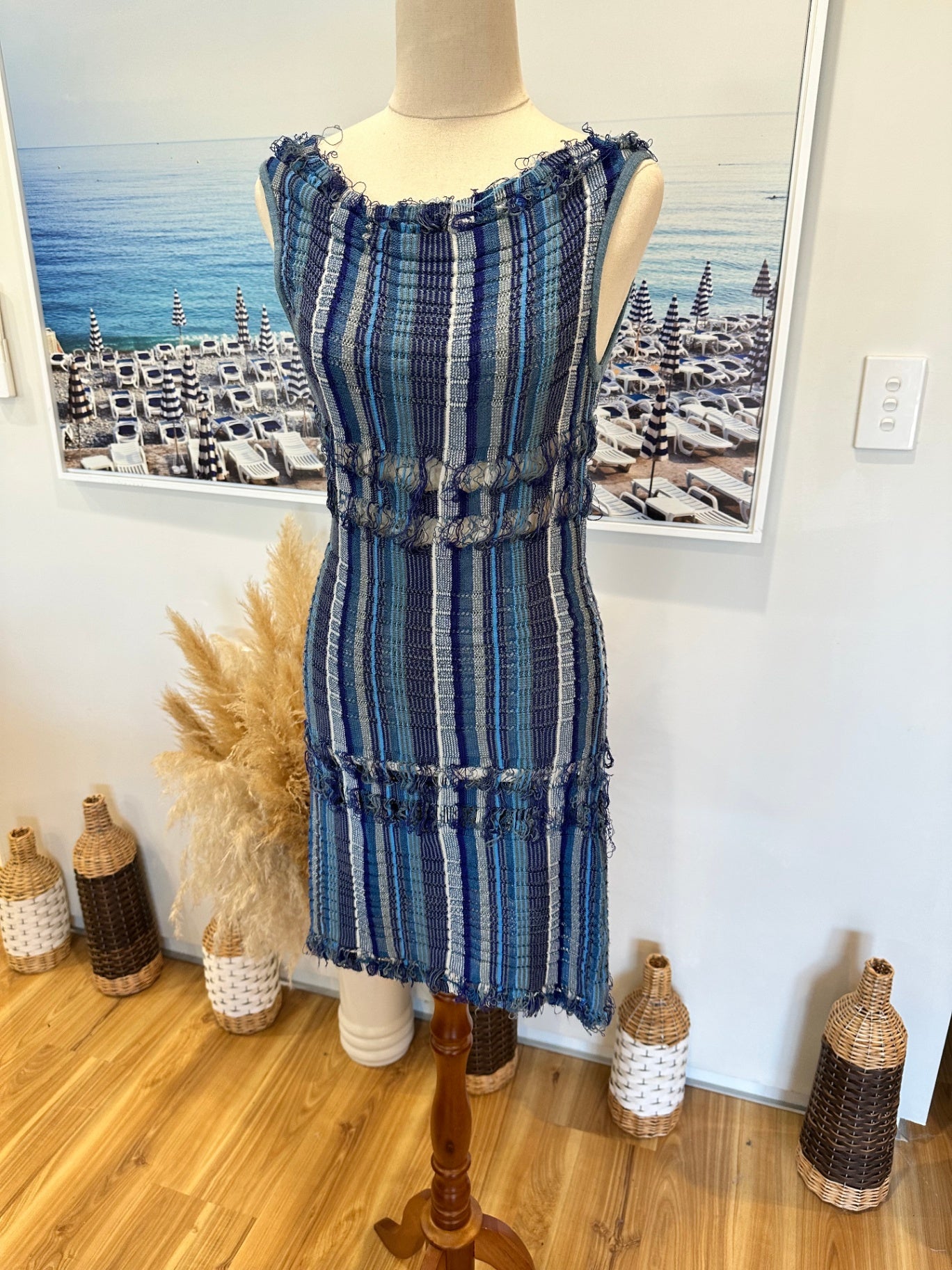 Aliza by Sabatini - Bohemian Dress - Size 10 - Blue Stripes