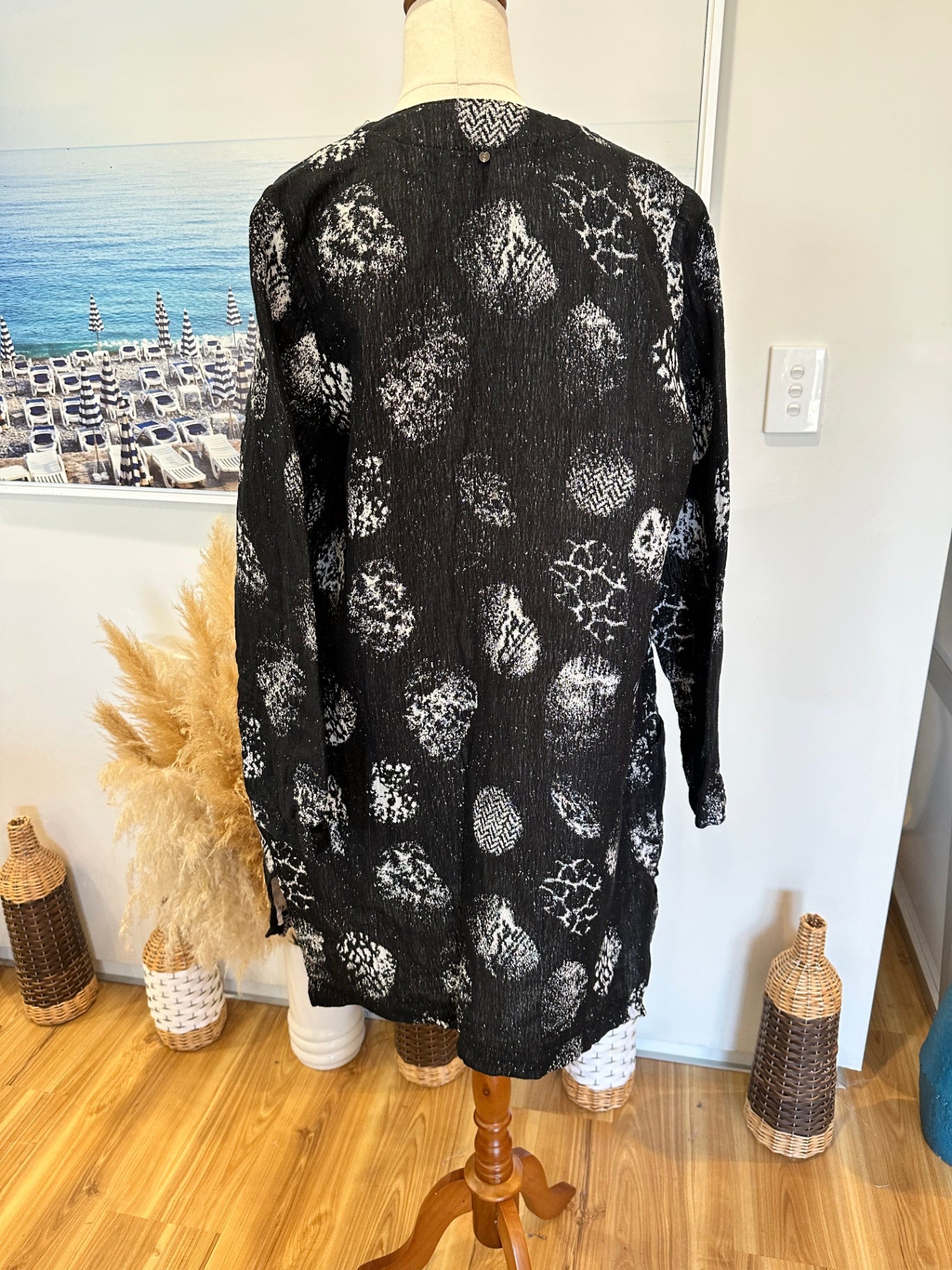 Q | Neel - Flax + Cotton Jacket - Size 14 - Black / Grey