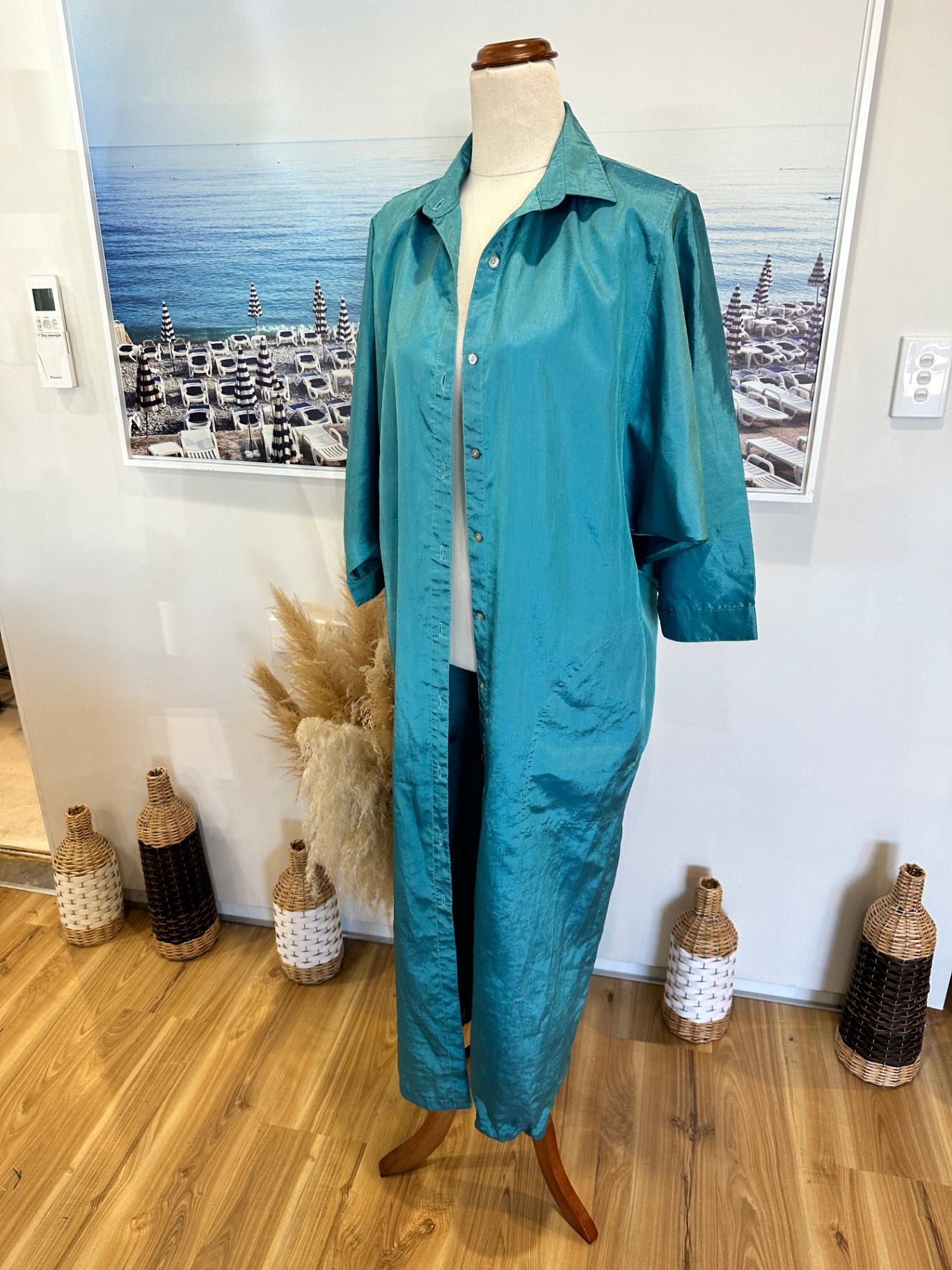 Suzanne Gregory - Duster Jacket - Size 14 - Turquoise