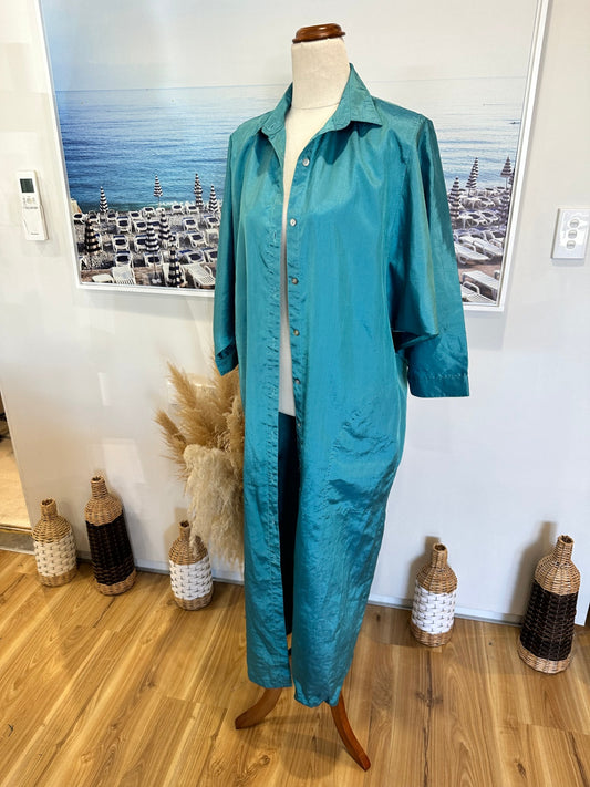 Suzanne Gregory - Duster Jacket - Size 14 - Turquoise