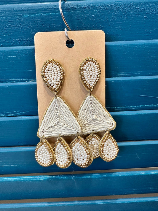 Bohemian Earrings - Gold and White