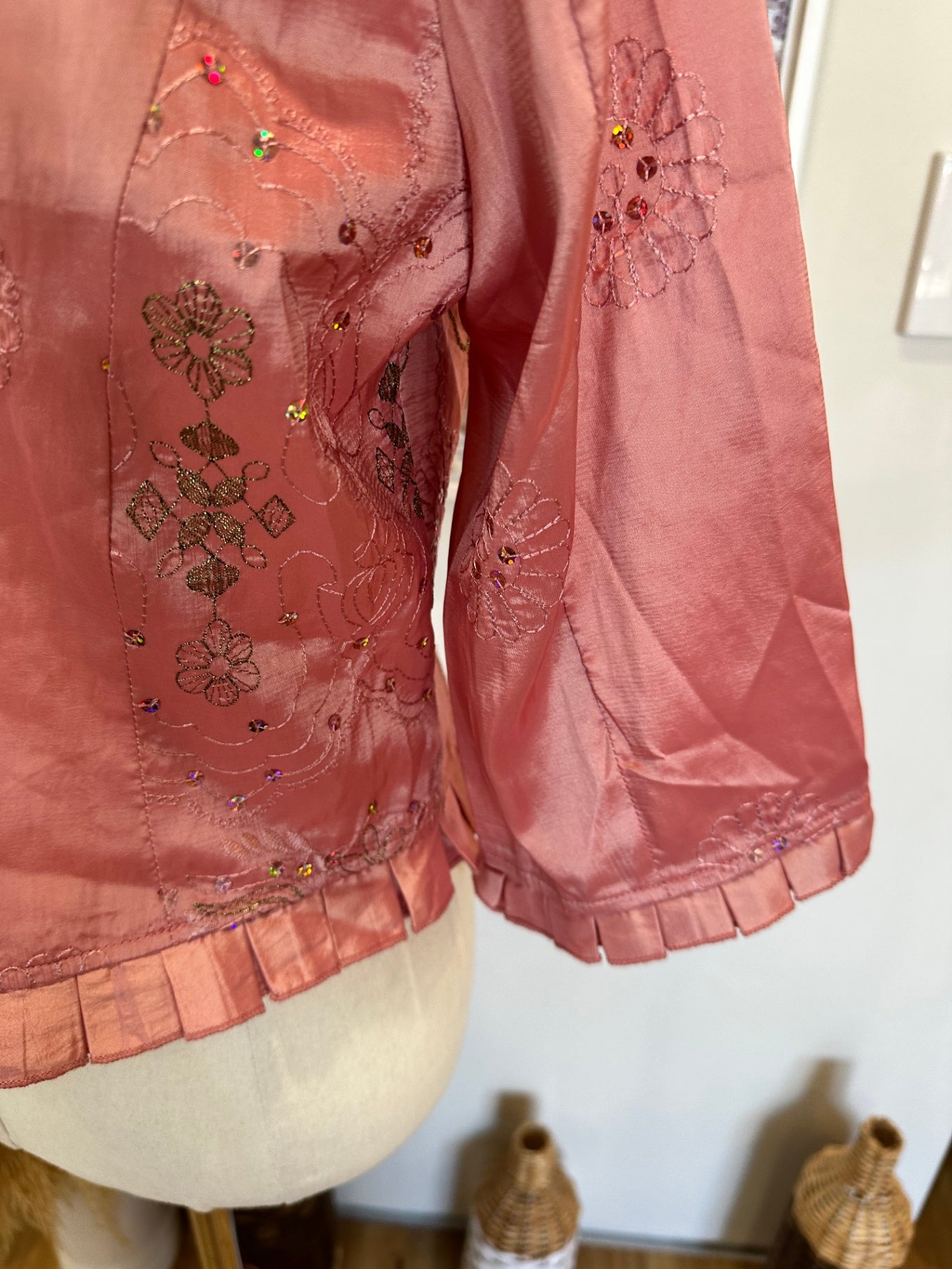 Merric - Cropped Satin Jacket - Size 14 - Blush Pink