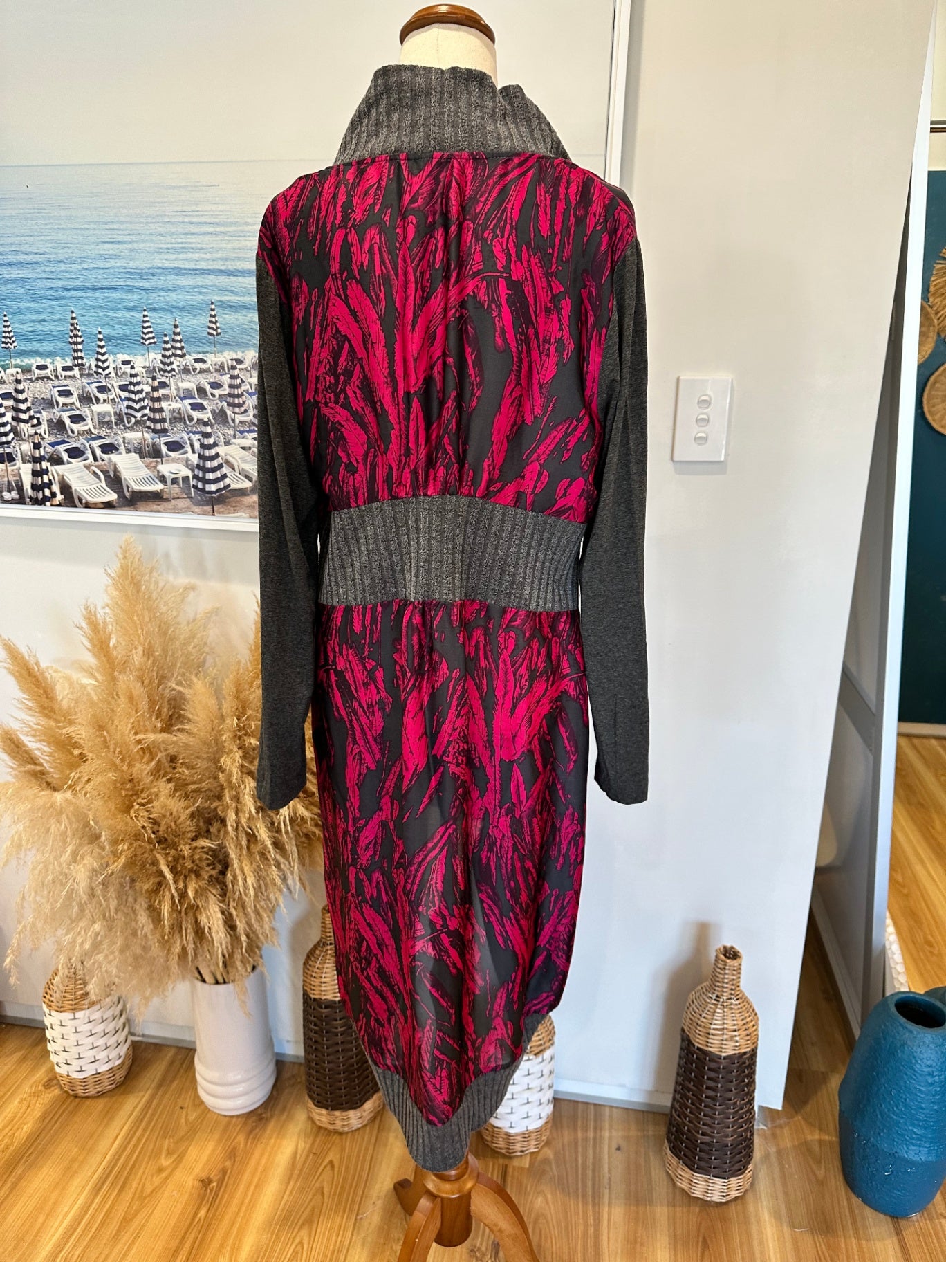 Mosaic - Made in New Zealand - Cardigan - Medium - Grey and Pink