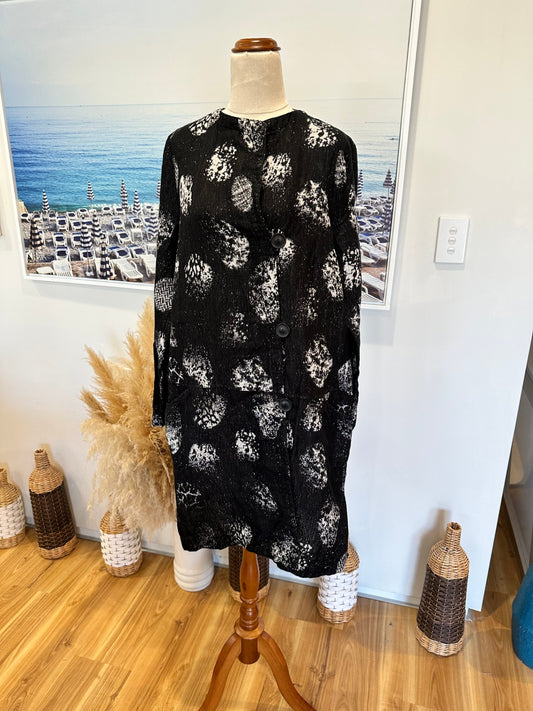 Q | Neel - Flax + Cotton Jacket - Size 14 - Black / Grey