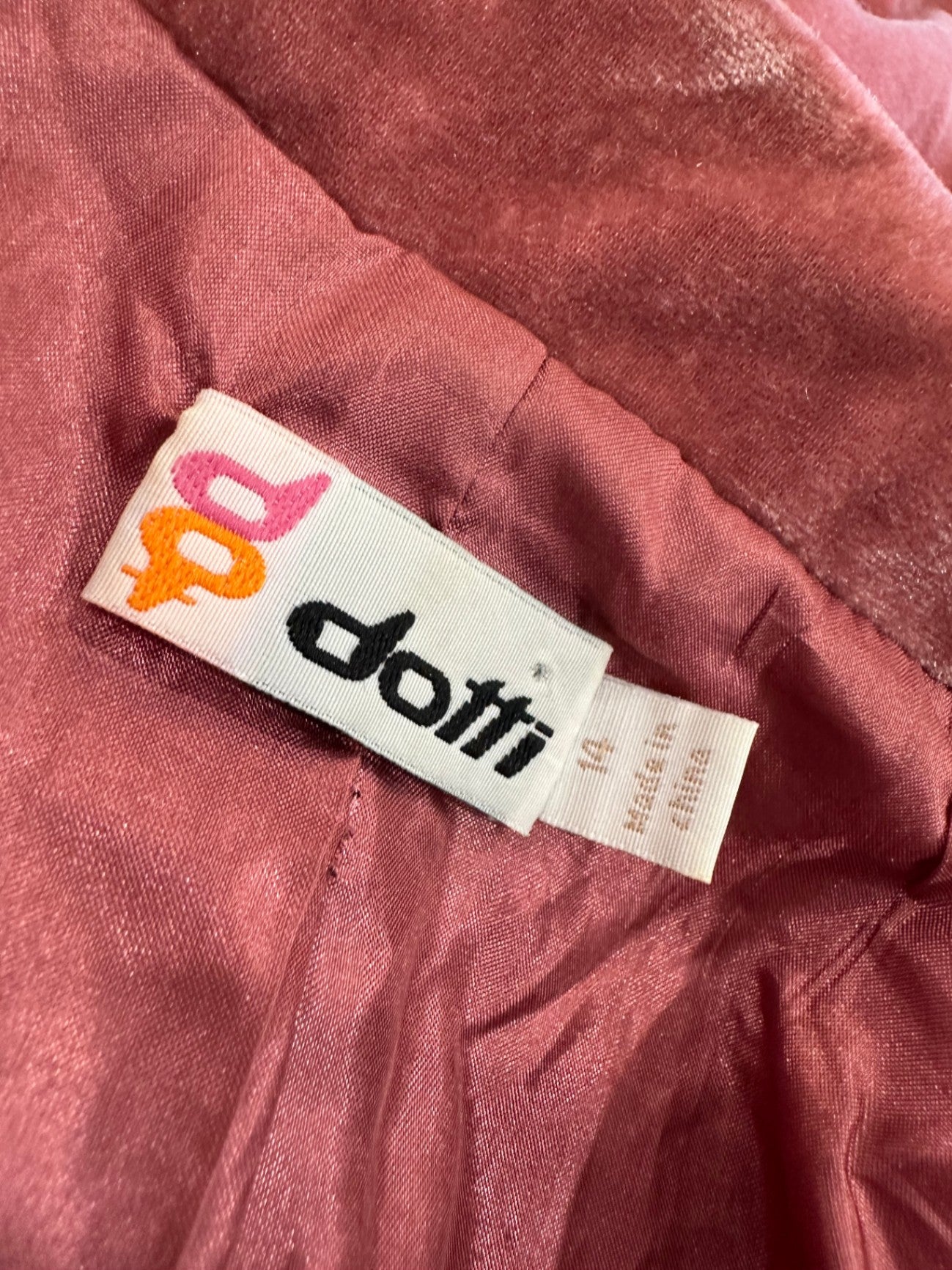 Vintage Dotti Velvet (w Silk) Blazer / Jacket - Size 14 Pink