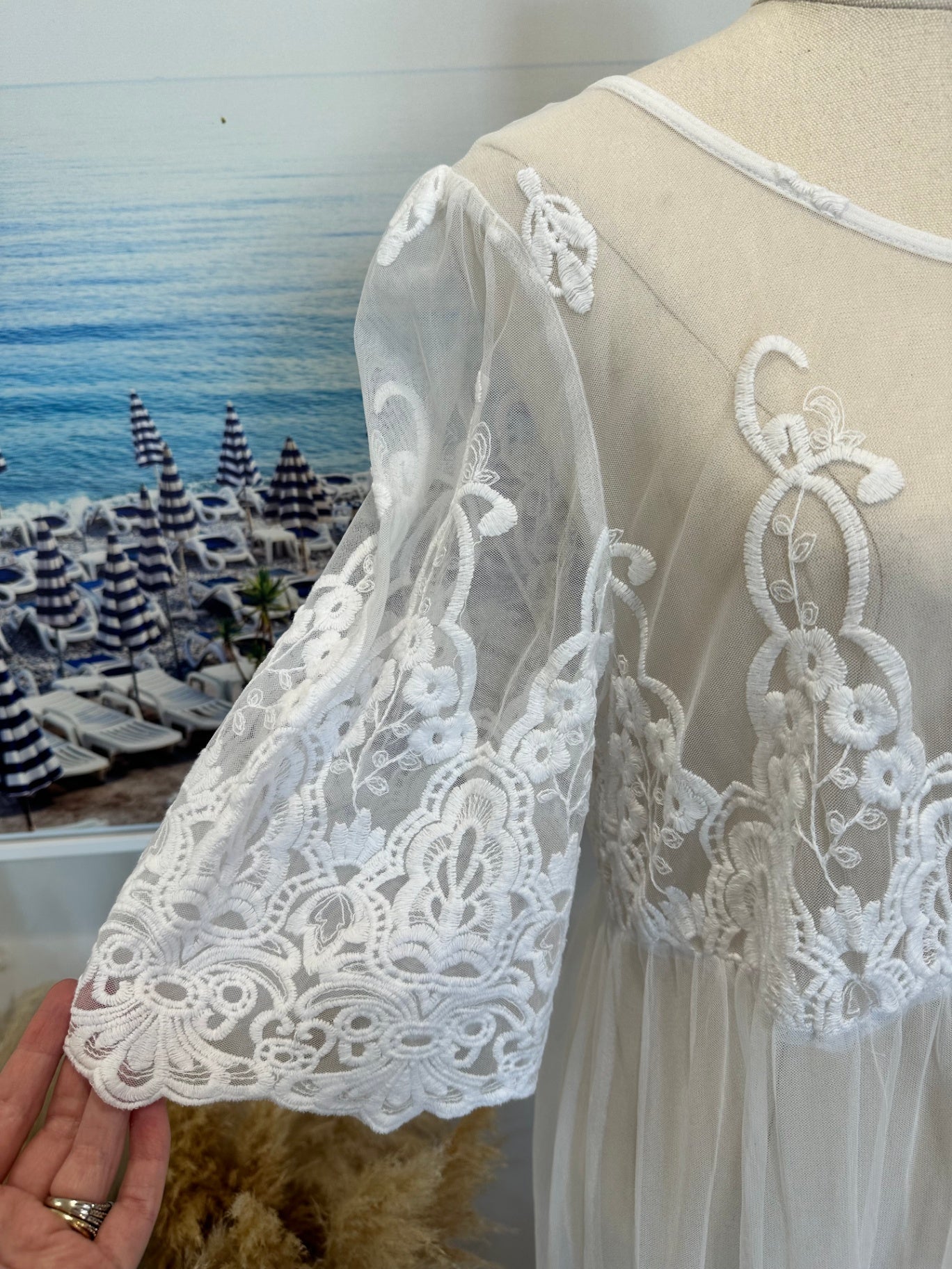 Bohemian Lace Dress - Size Medium - White