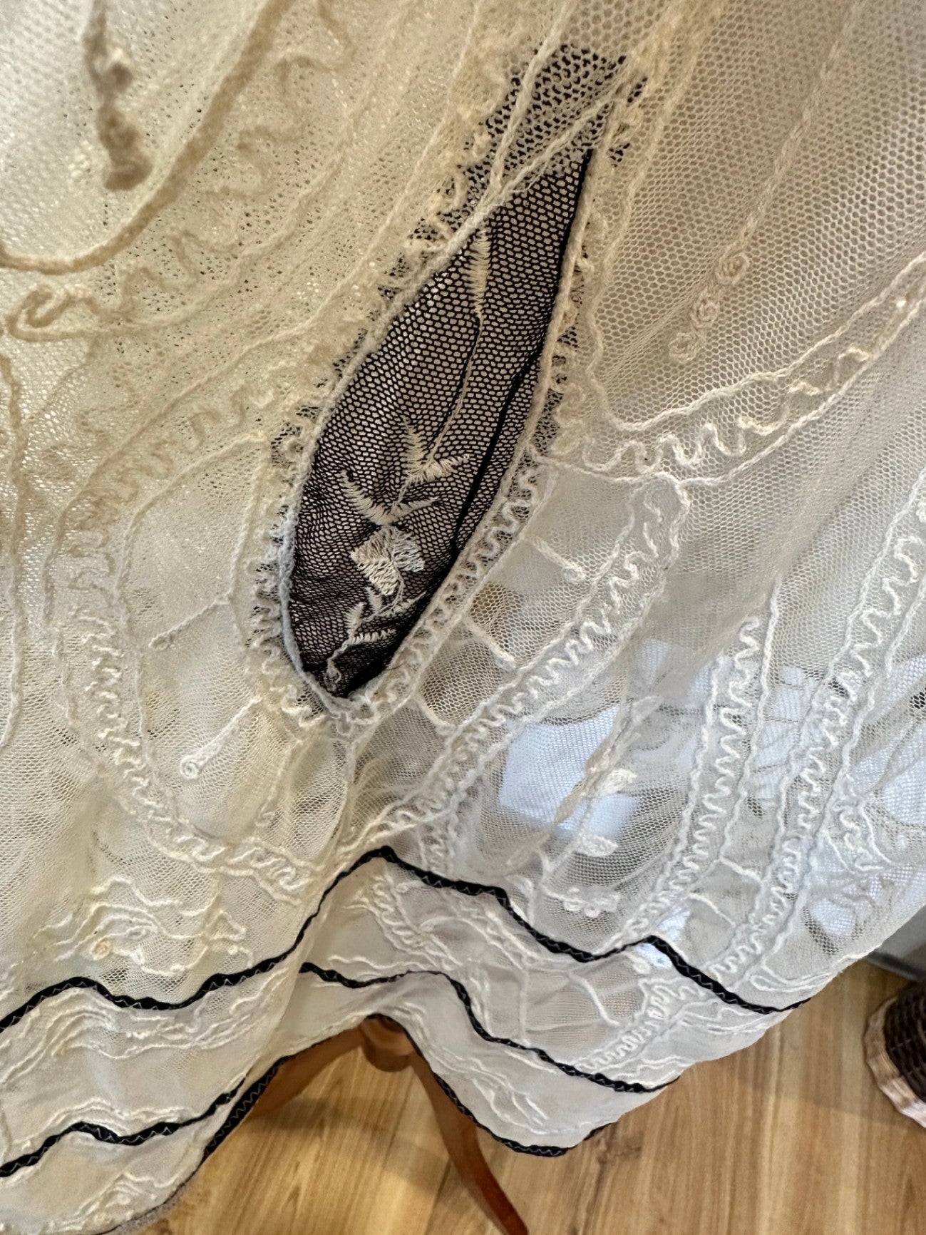 Portmans - Lace Dress - Size 10 - Beige + Black