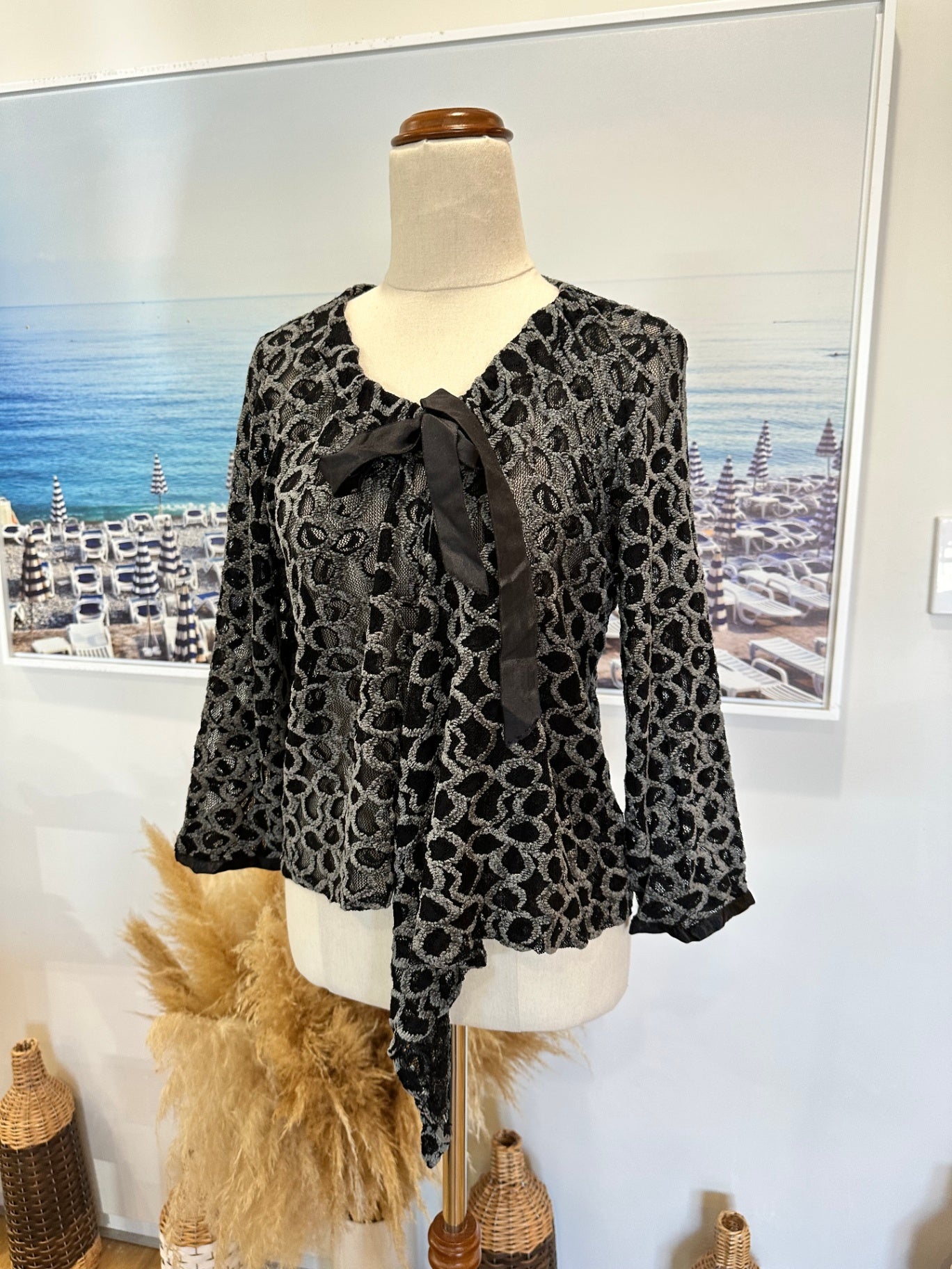 Pierre Cardin - Paris Blouse - Small / Medium - Black and grey