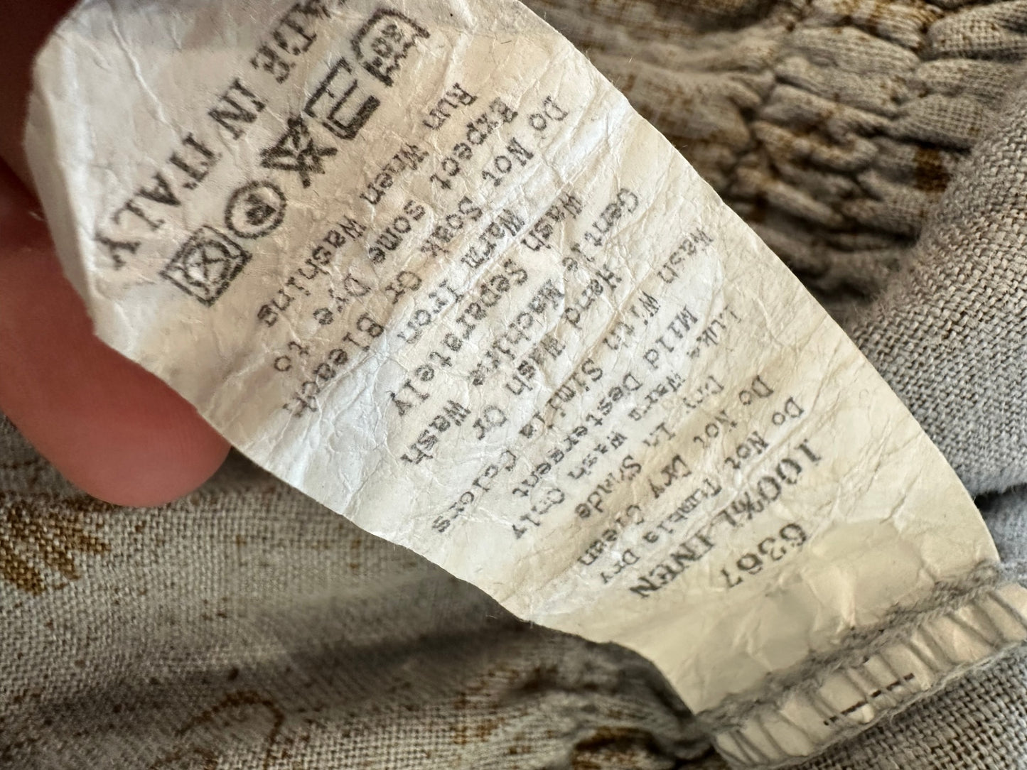 Linen Pants - Grey w Brown Print - Medium