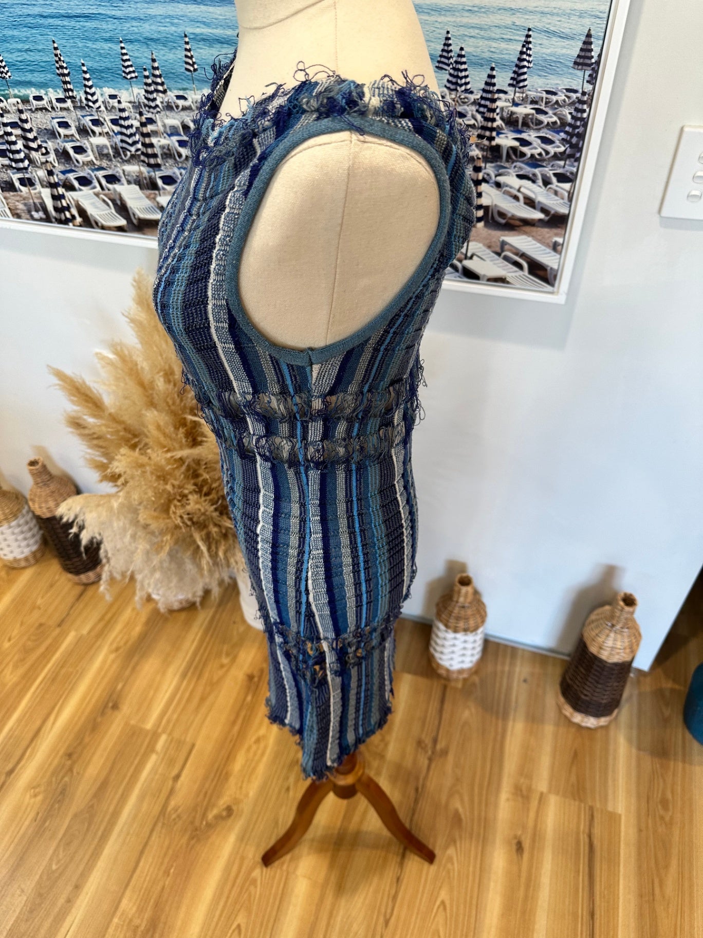 Aliza by Sabatini - Bohemian Dress - Size 10 - Blue Stripes