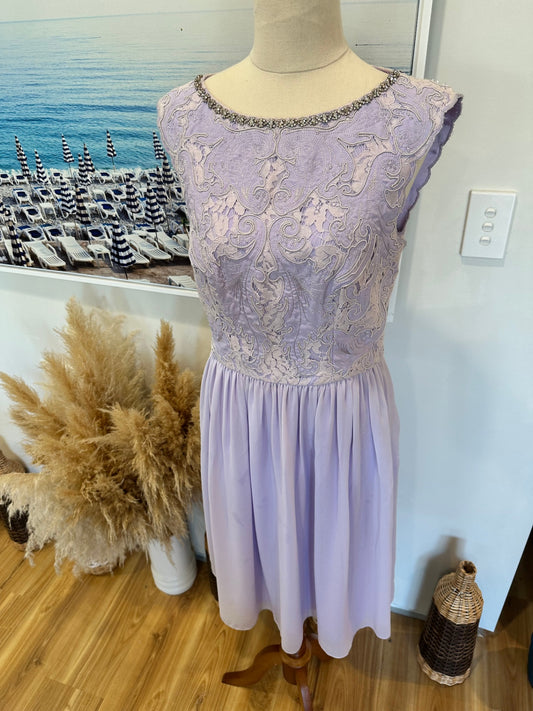 Ted Baker London - Dress w Embroidery and Diamantes - Size Small (US 2) - Purple