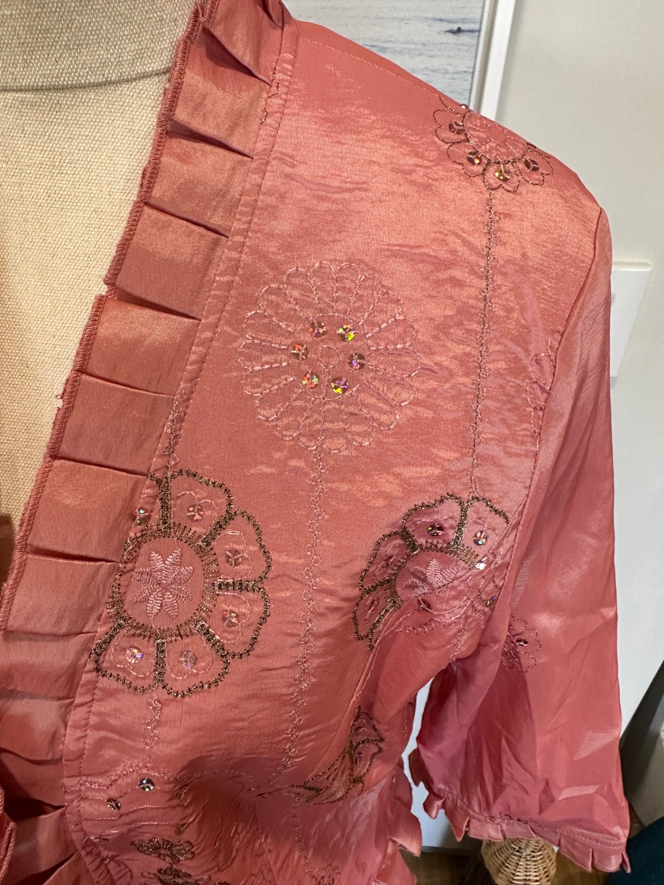 Merric - Cropped Satin Jacket - Size 14 - Blush Pink