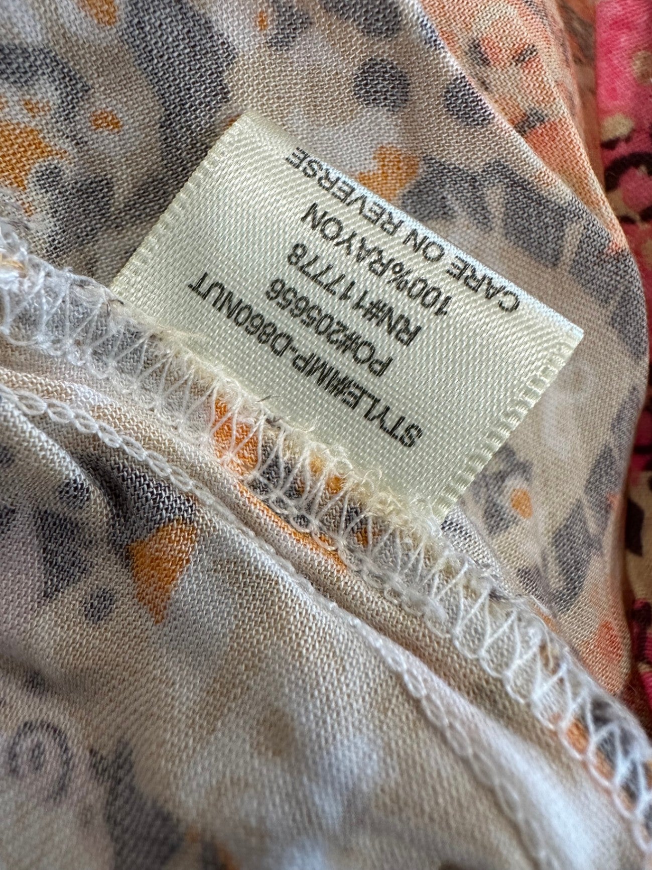 LoveStitch - Bohemian Blouse - Size Medium - Pink, orange, beige, and black patterns