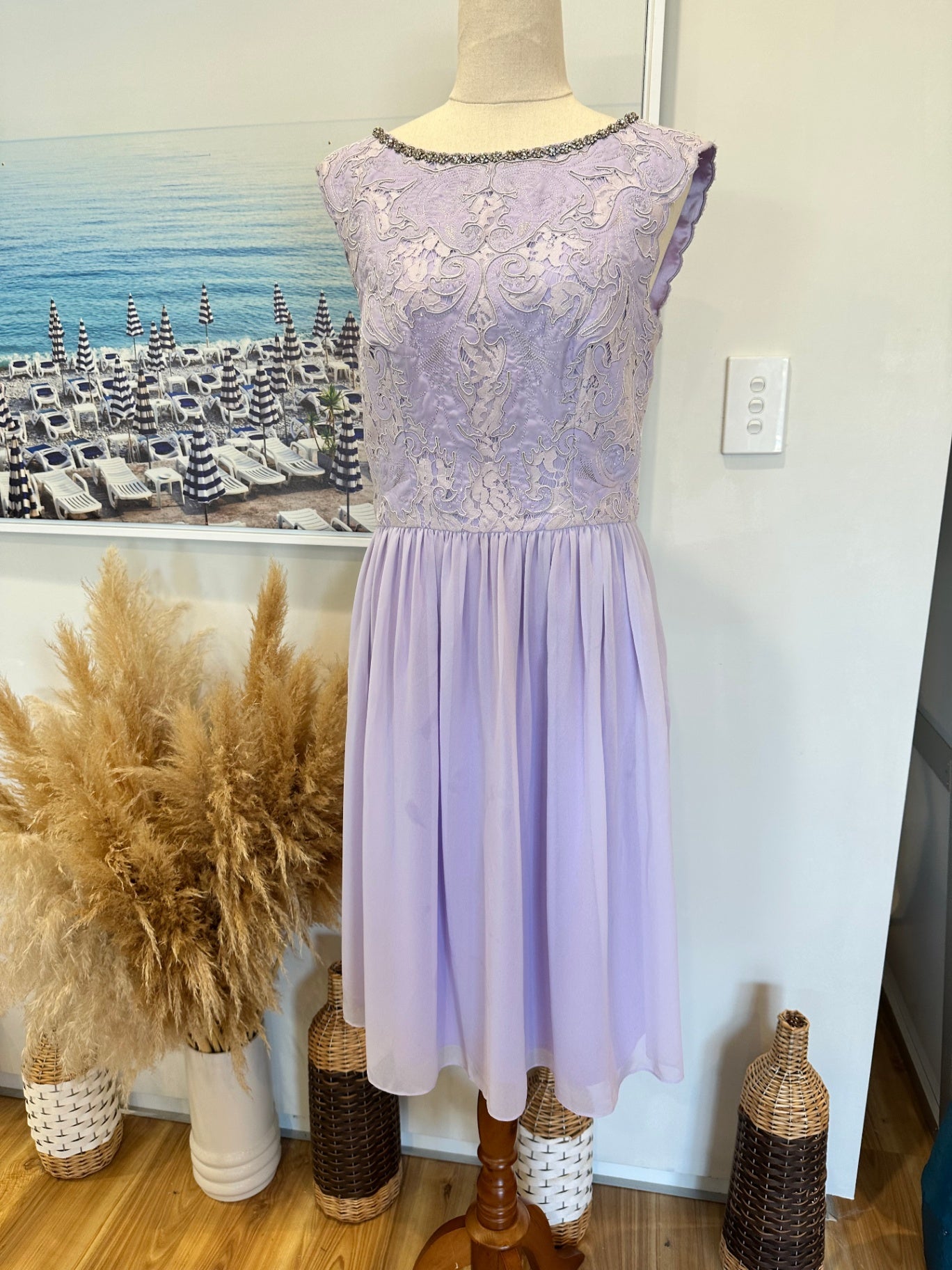 Ted Baker London - Dress w Embroidery and Diamantes - Size Small (US 2) - Purple