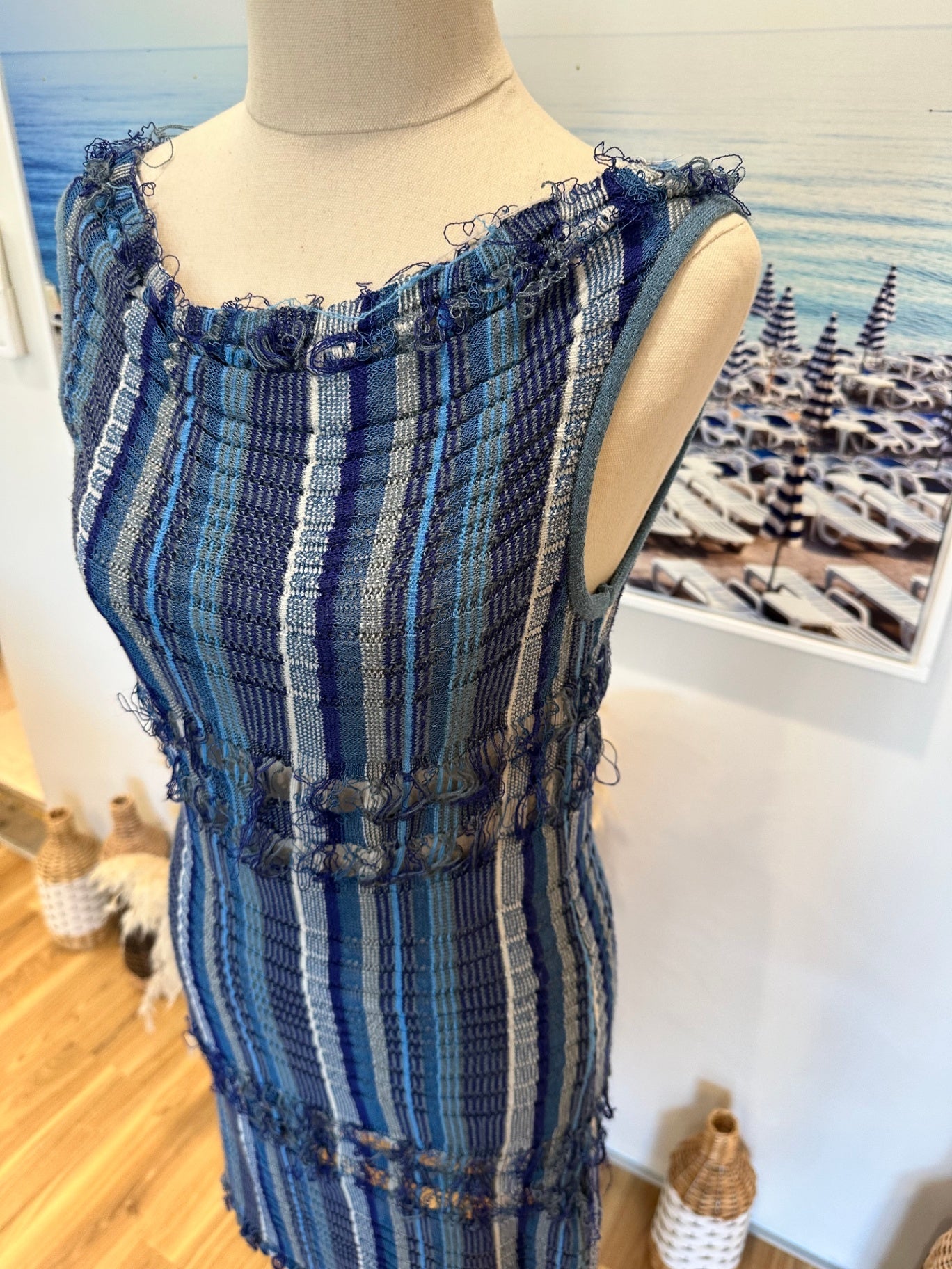 Aliza by Sabatini - Bohemian Dress - Size 10 - Blue Stripes