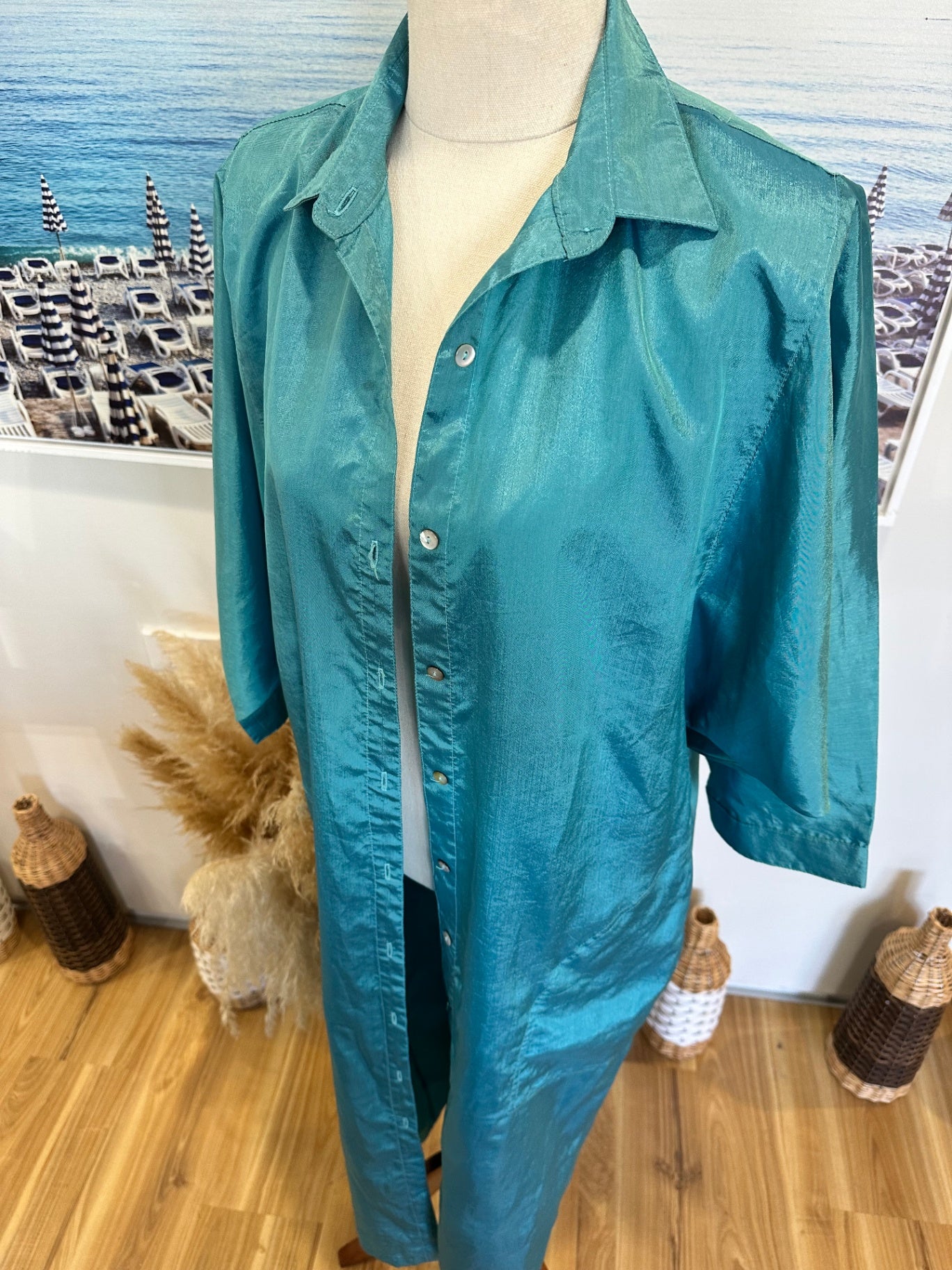 Suzanne Gregory - Duster Jacket - Size 14 - Turquoise