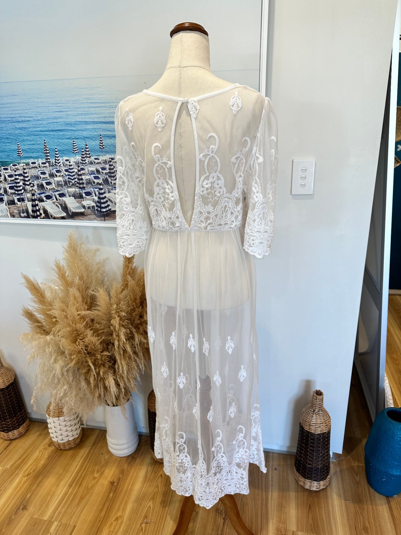 Bohemian Lace Dress - Size Medium - White