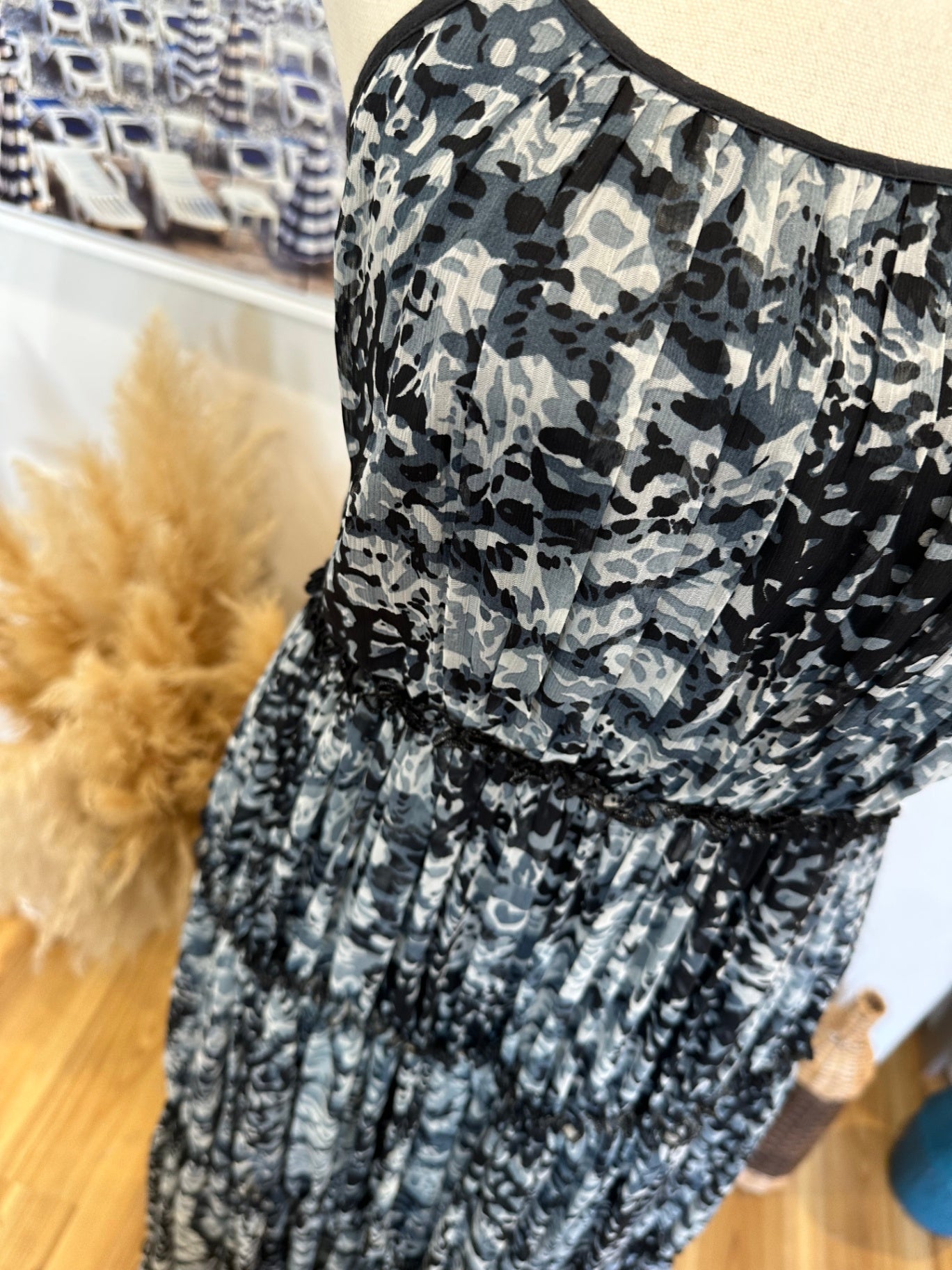 Jigsaw Maxi Dress - Size 8 - Black, White, Gray