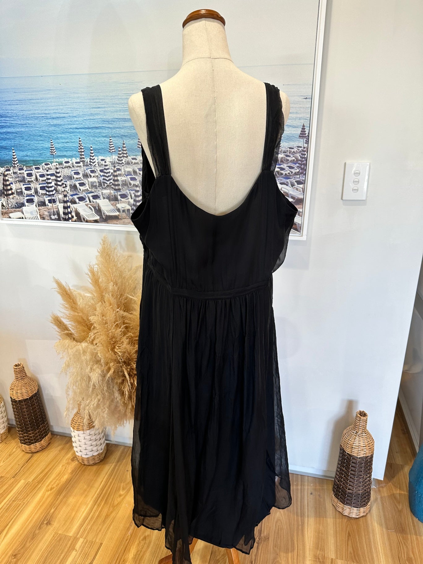 Sans Peur - Silk Blend Dress - Size 22 - Black and Red