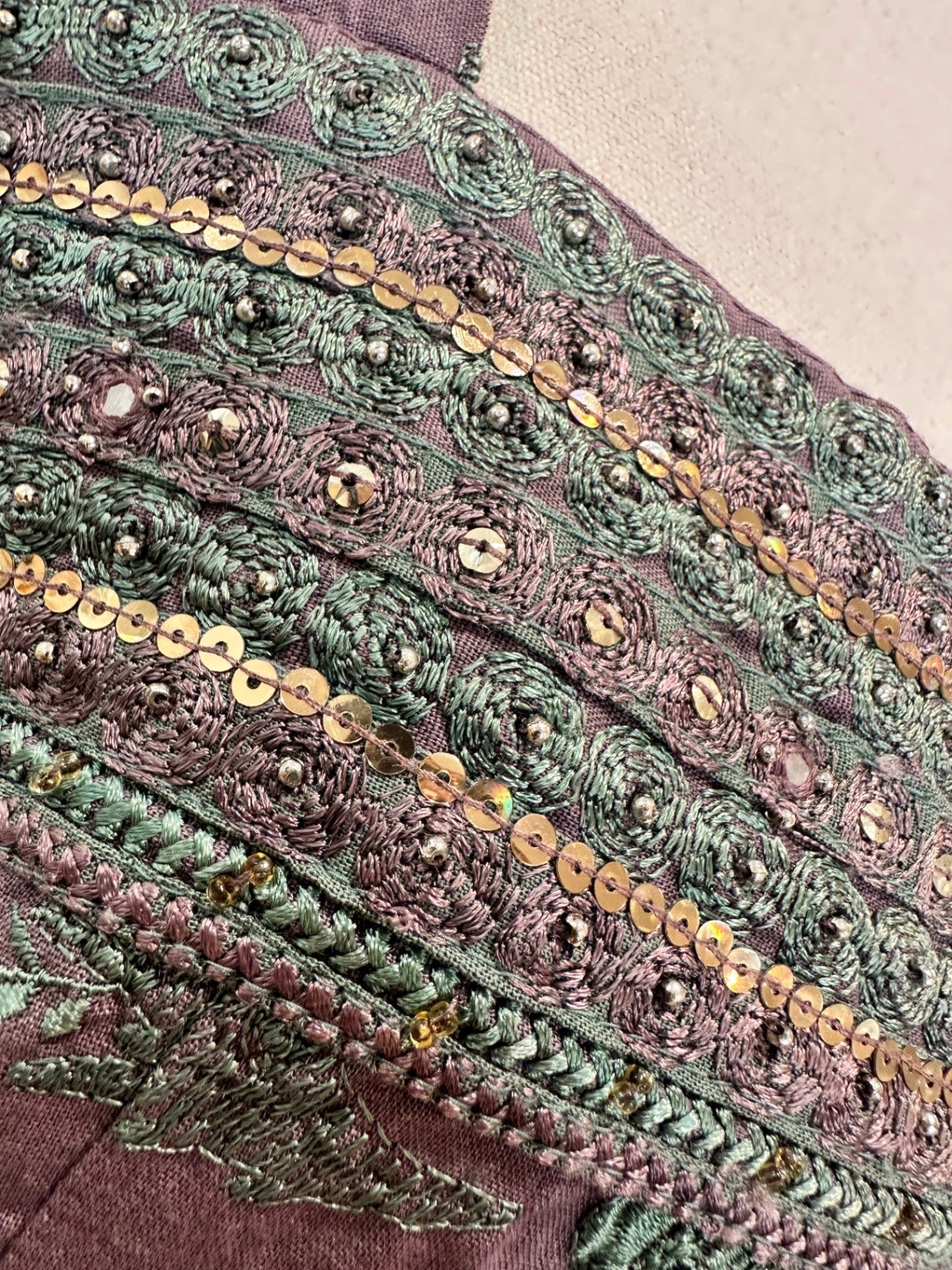 Summer Dress - Size Large - Lavender w Green Embroidery