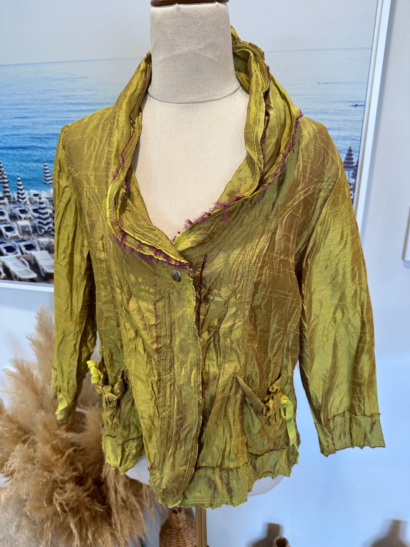 Leaf Jacket - Size 14 - Chartreuse w Purple Accents