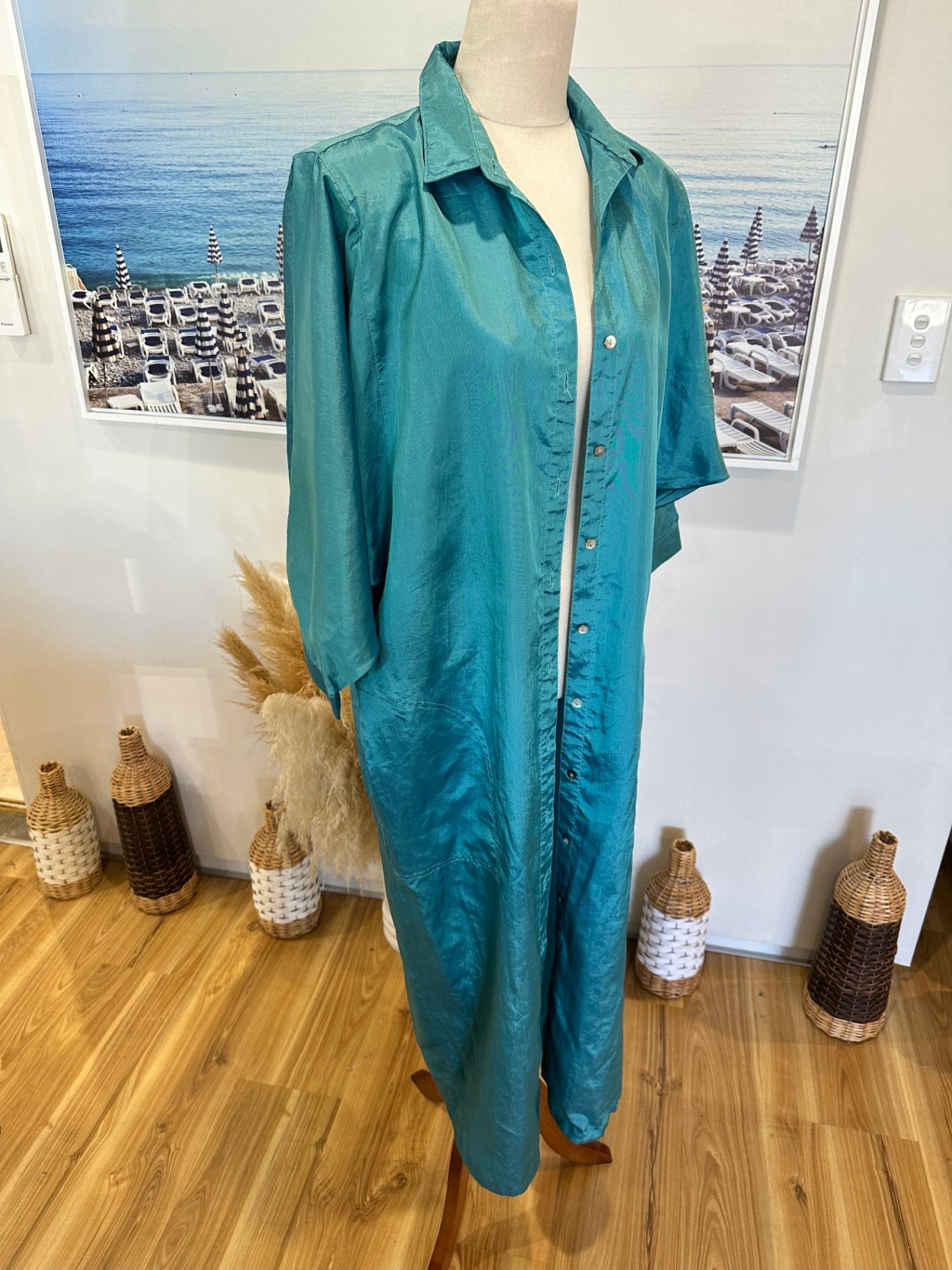 Suzanne Gregory - Duster Jacket - Size 14 - Turquoise