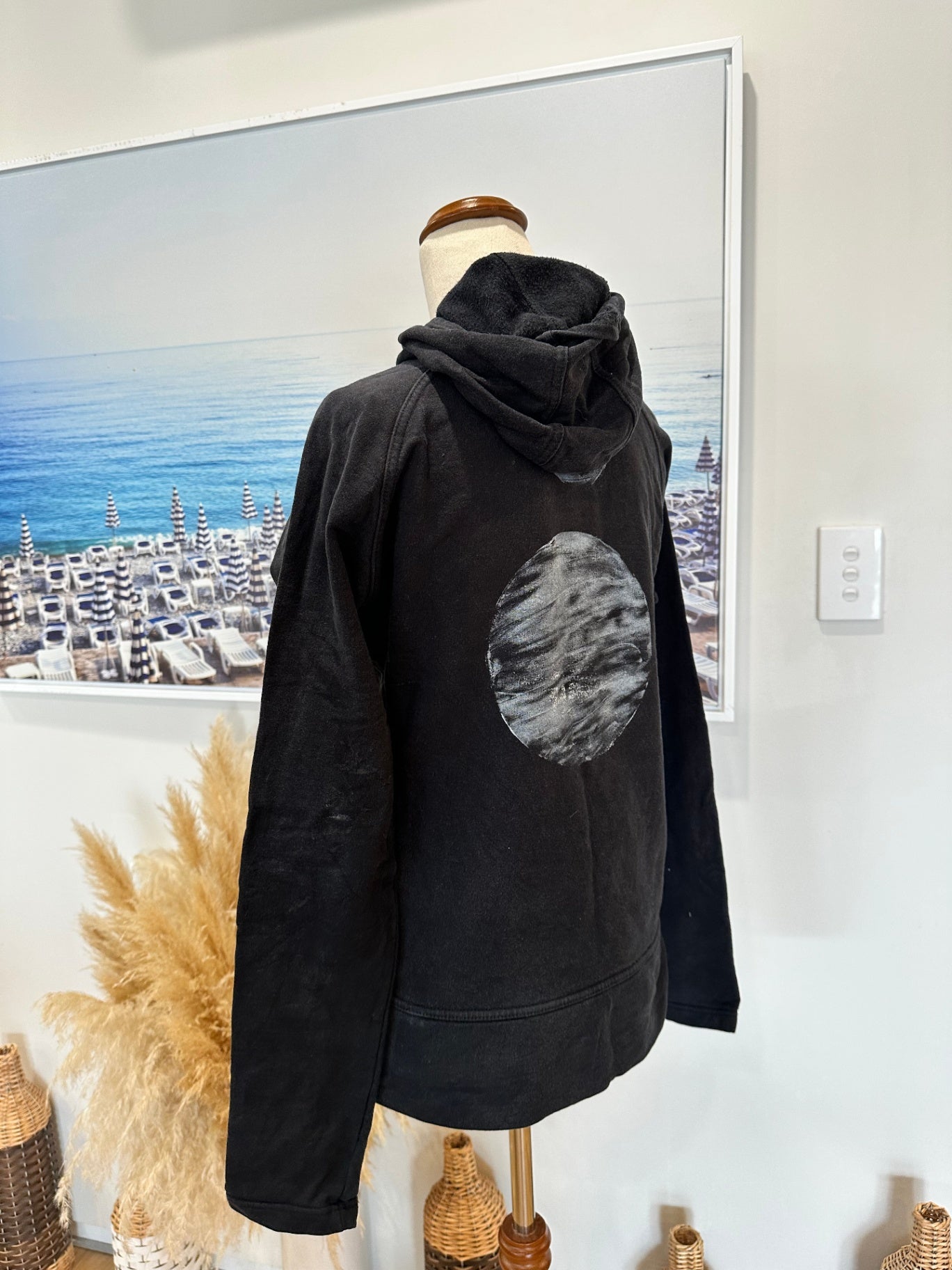 [SALE] Black Hooded Jumper Women’s Pullover Hoodie with Moon Print Size Small