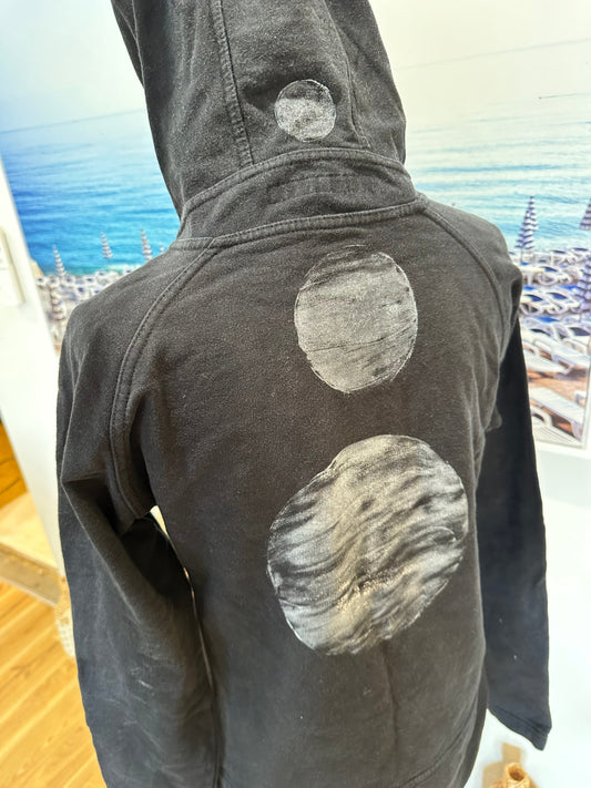 [SALE] Black Hooded Jumper Women’s Pullover Hoodie with Moon Print Size Small