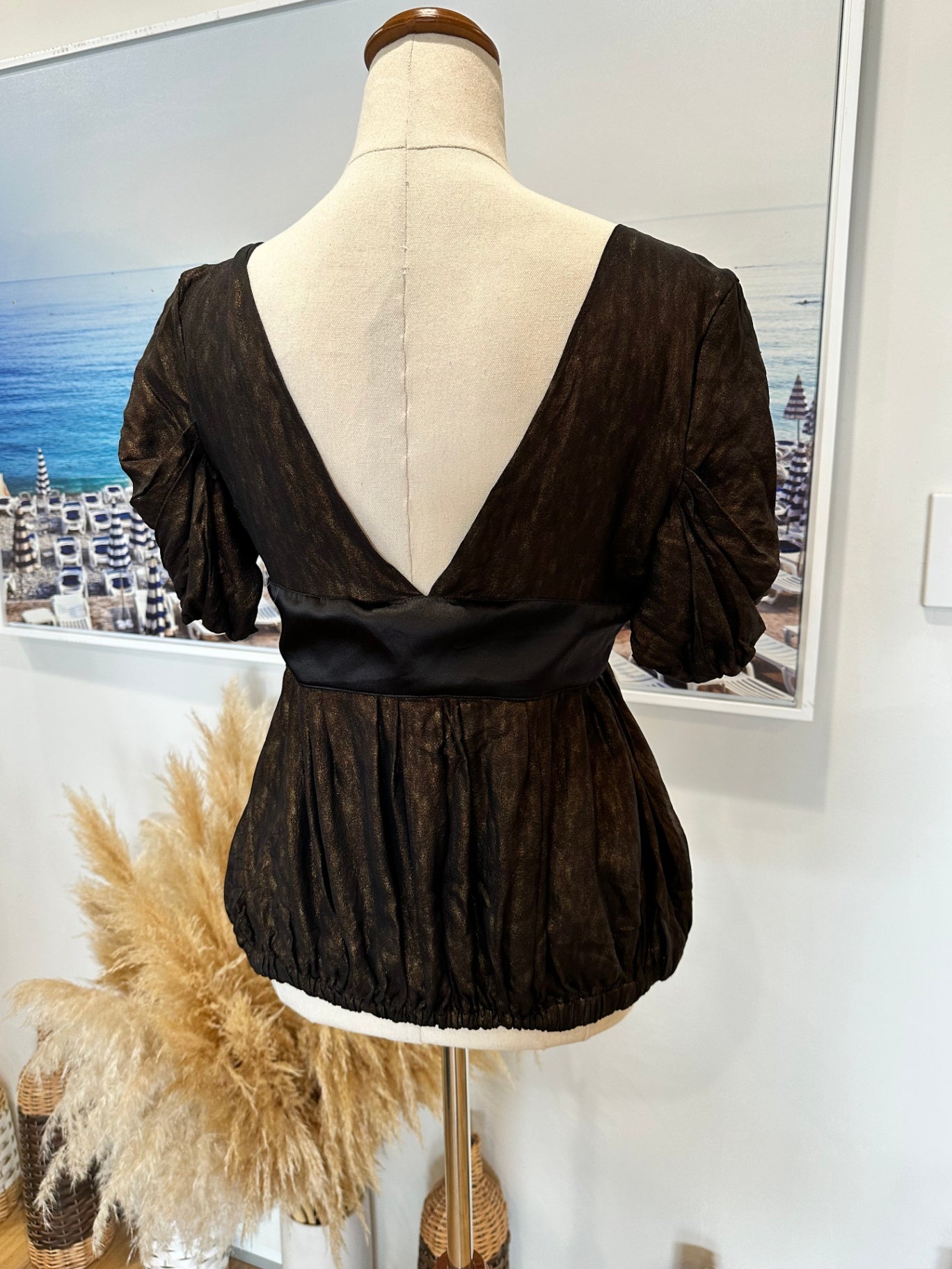 [SALE] Roberto Cavalli Bronze Blouse Luxury Designer Statement Top Size 42