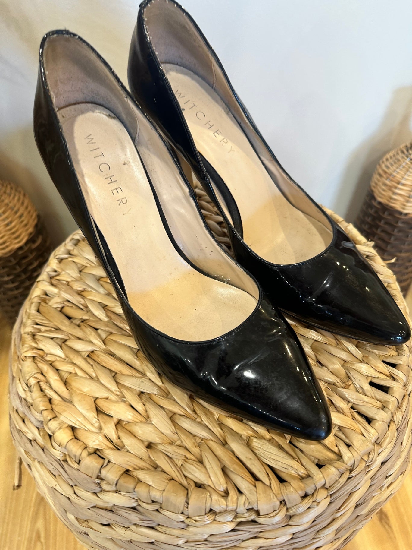 [SALE] Witchery Black Patent Pumps Heels EU 39 Classic Glossy Court Shoes Chic