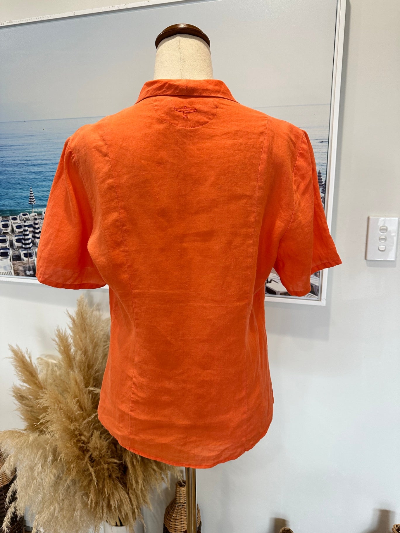 [SALE] Untouched World Orange Linen Shirt Medium 100% Lightweight Casual Top