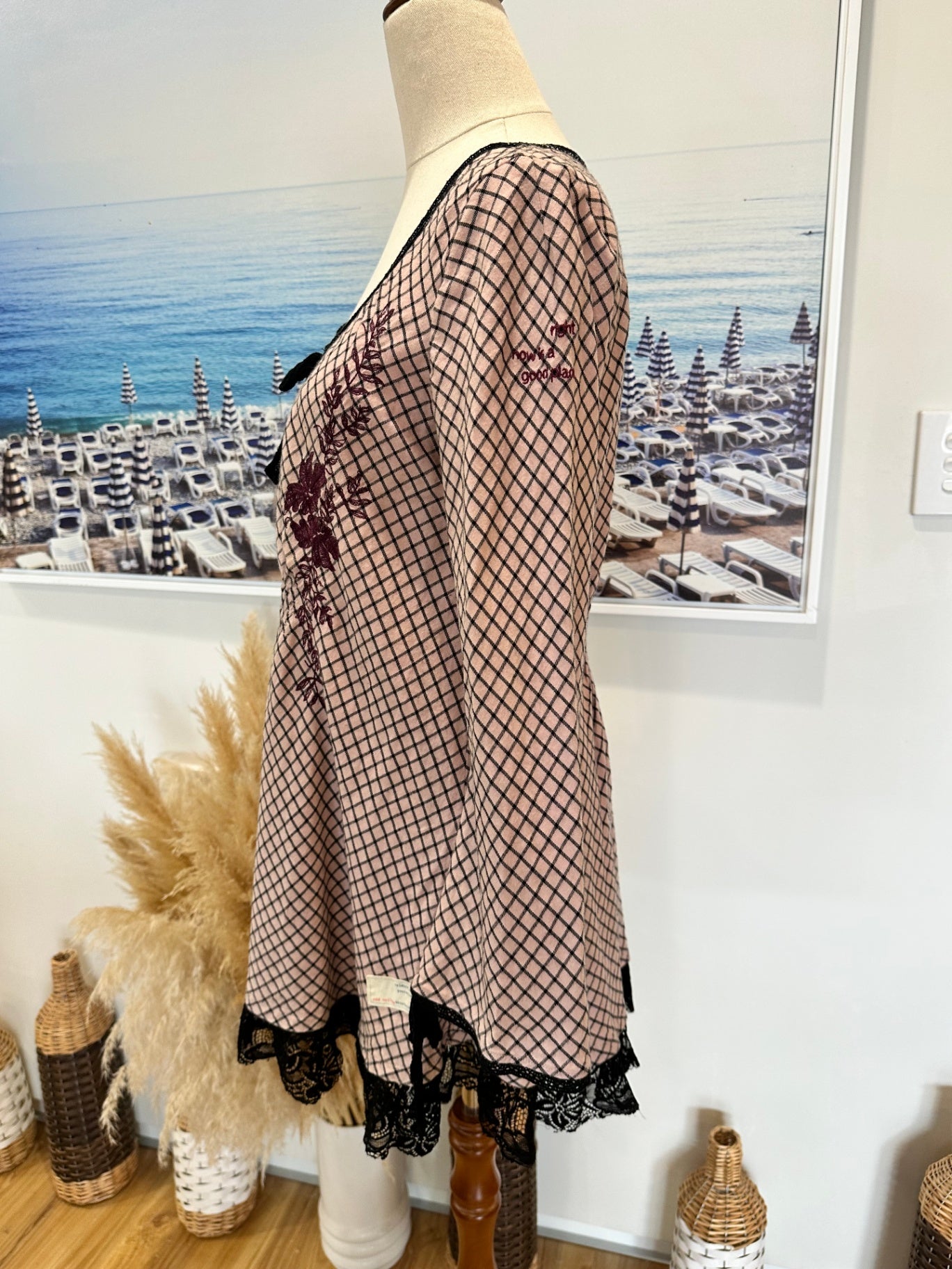[SALE] Odd Molly Black Embroidered Cotton Mini Dress Size 8 100% Cotton